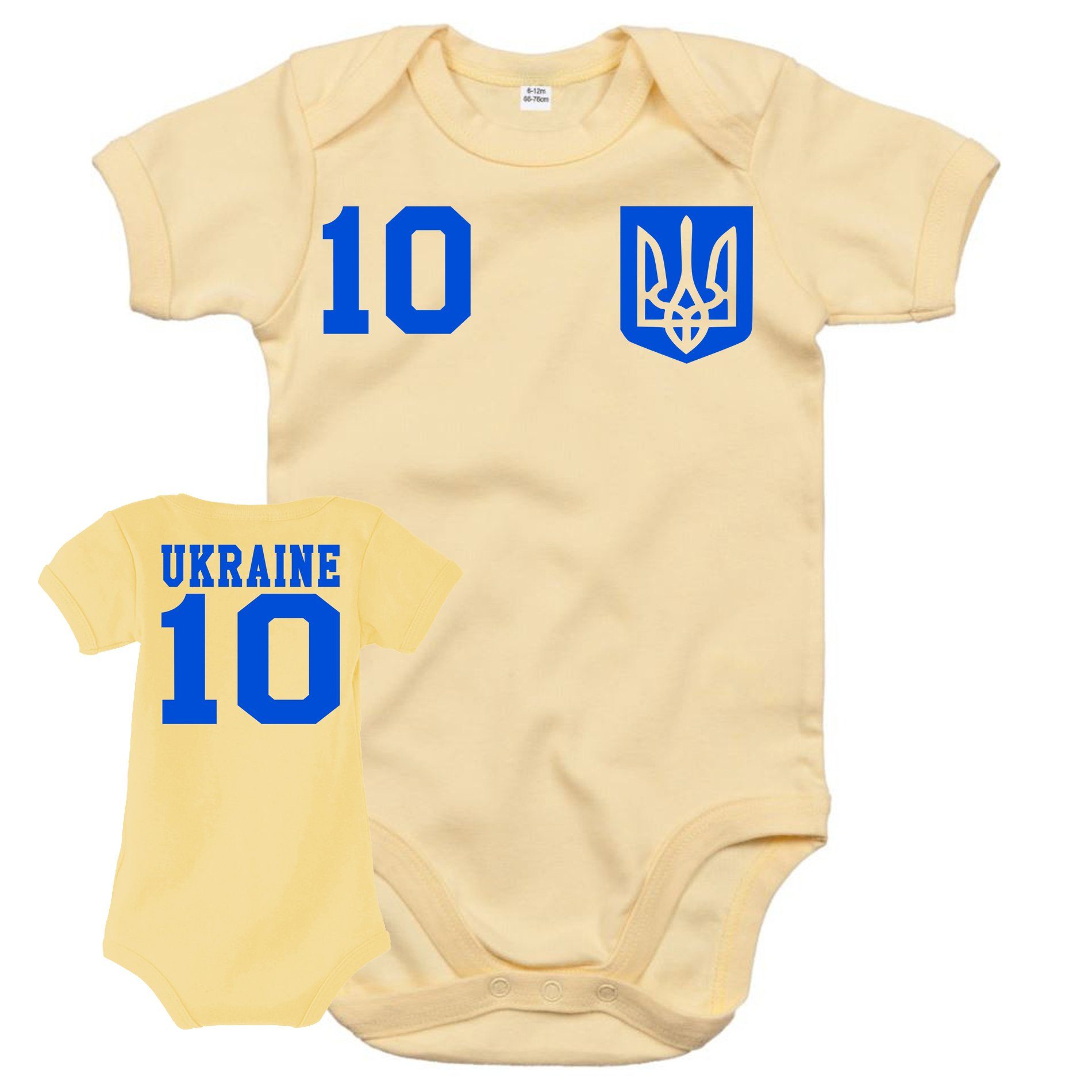 Blondie & Brownie Strampler Kinder Baby Ukraine Ukraina Sport Trikot Fußball Meister WM Europa