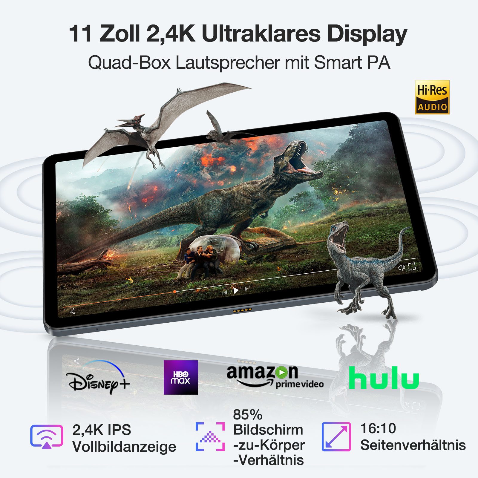 DOOGEE T30SE 9(4+5) GB RAM +128GB ROM(1TB TF), 2.4K IPS Display Tablet (11", 128 GB, Android 14, 4G, 8580mAh Akku Dual 4G,OTG, Widevine L1, Gesichtserkennung)