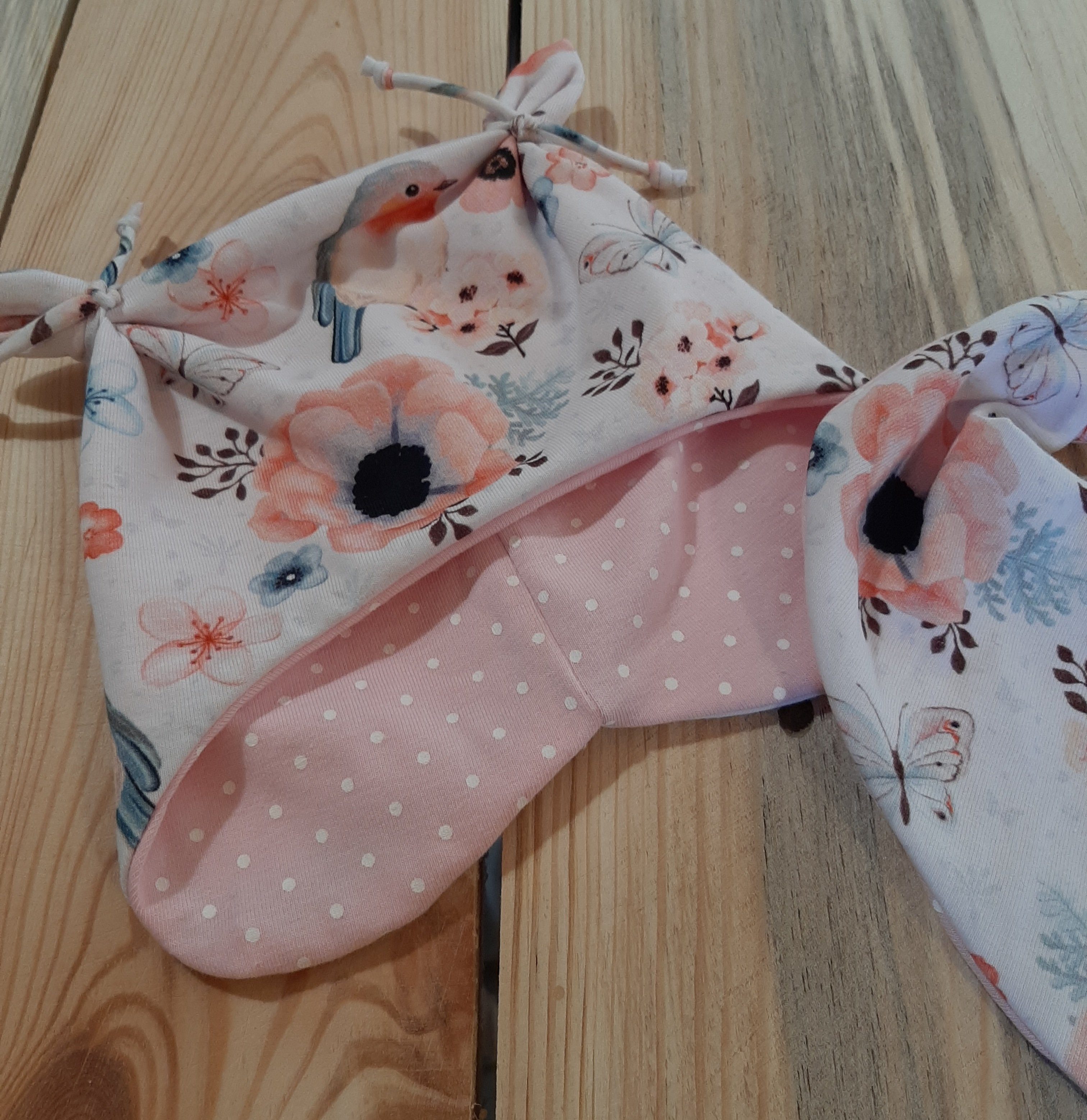 Land-Juwelen Mütze & Schal BIRDS ROSA WEISS Mütze + Tuch