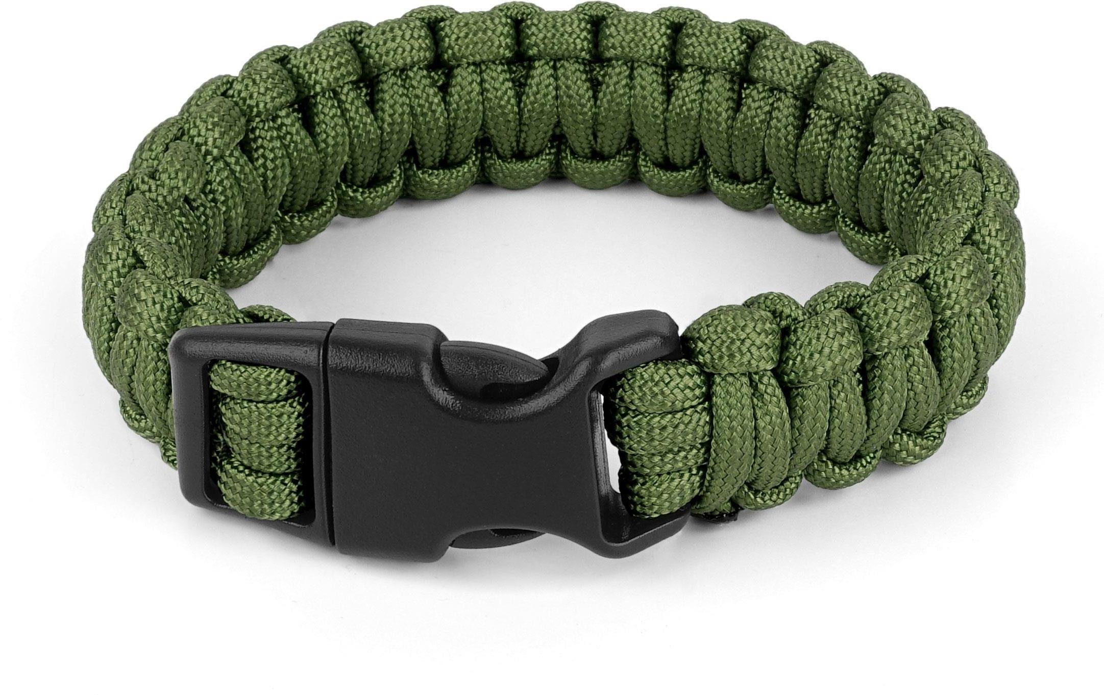 normani Armband Survival-Armband | Clipverschluss Überlebensset Outdoorgadet Oliv Oliv Armband geflochtener Outdoorausrüstung mm Paracord Medium, mit Professionelles Survival 17 Paracord aus