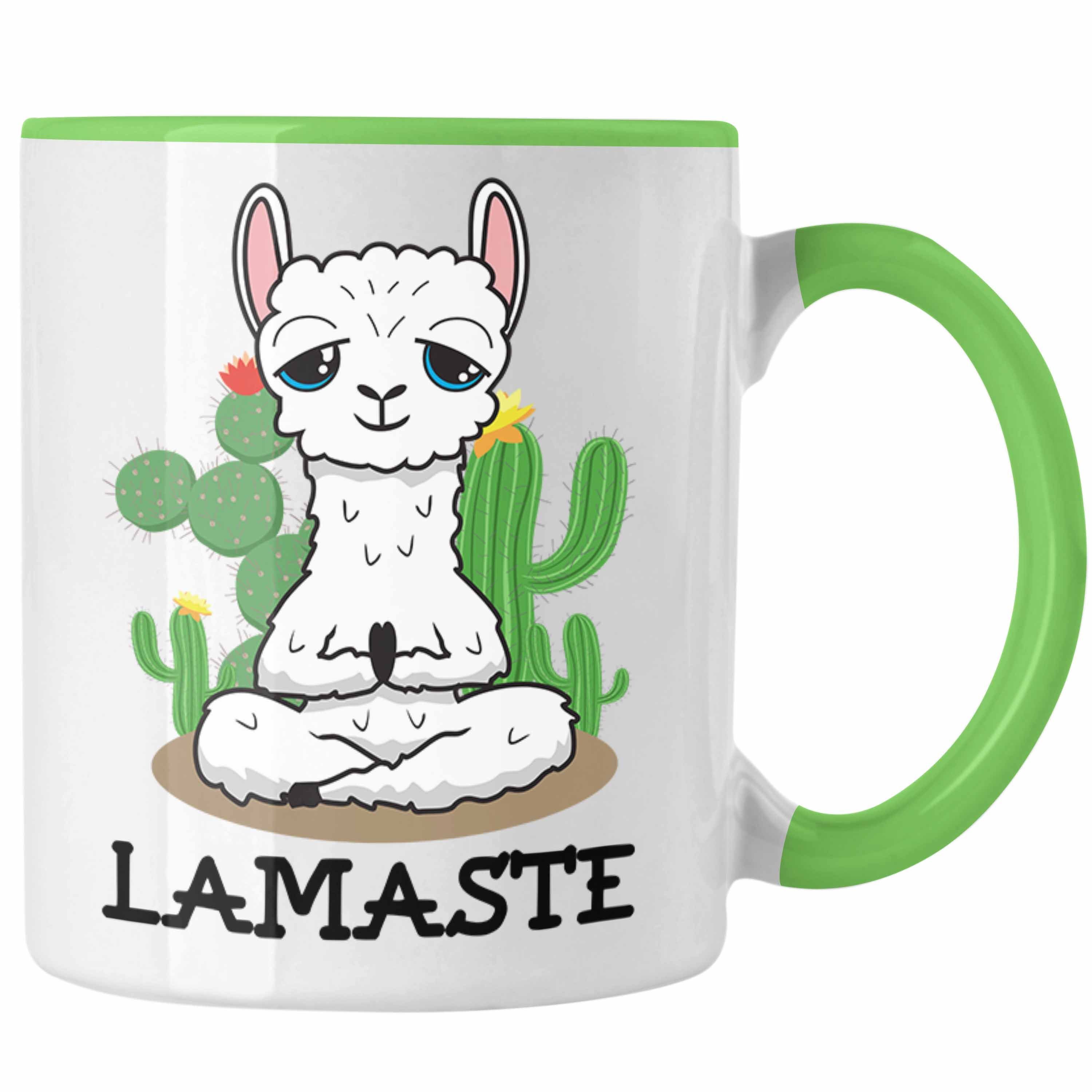 Trendation Tasse Trendation - Llama Lamaste Yoga Tasse Lustig Geschenk Lama Yoga-Posen Sport Geschenkidee Sport Grün