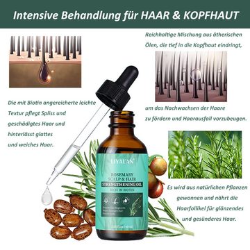 pochento Haaröl Rosmarinöl, Kopfhaut stärkendes Öl, Rizinusöl, 60 ml, natürliches Bio-Haaröl, antistatisch, Haarpflege