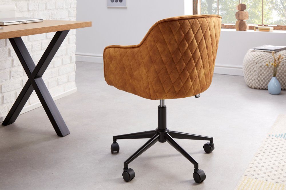 riess-ambiente Drehstuhl EUPHORIA senfgelb, Büro · Samt · Laufrollen · höhenverstellbar · Armlehne · Home Office