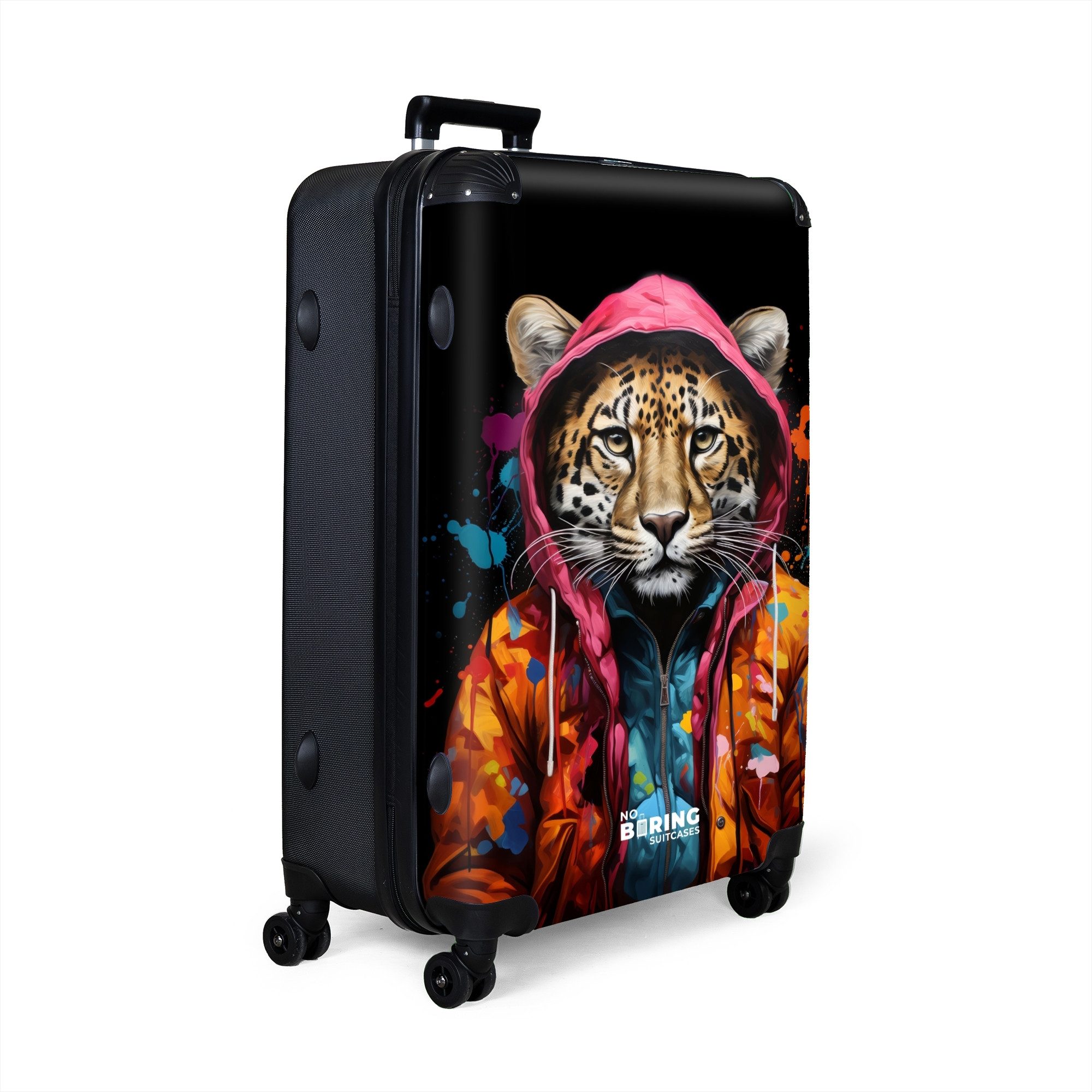 NoBoringSuitcases.com© Hartschalen-Trolley Leopard mit buntem Fell günstig online kaufen