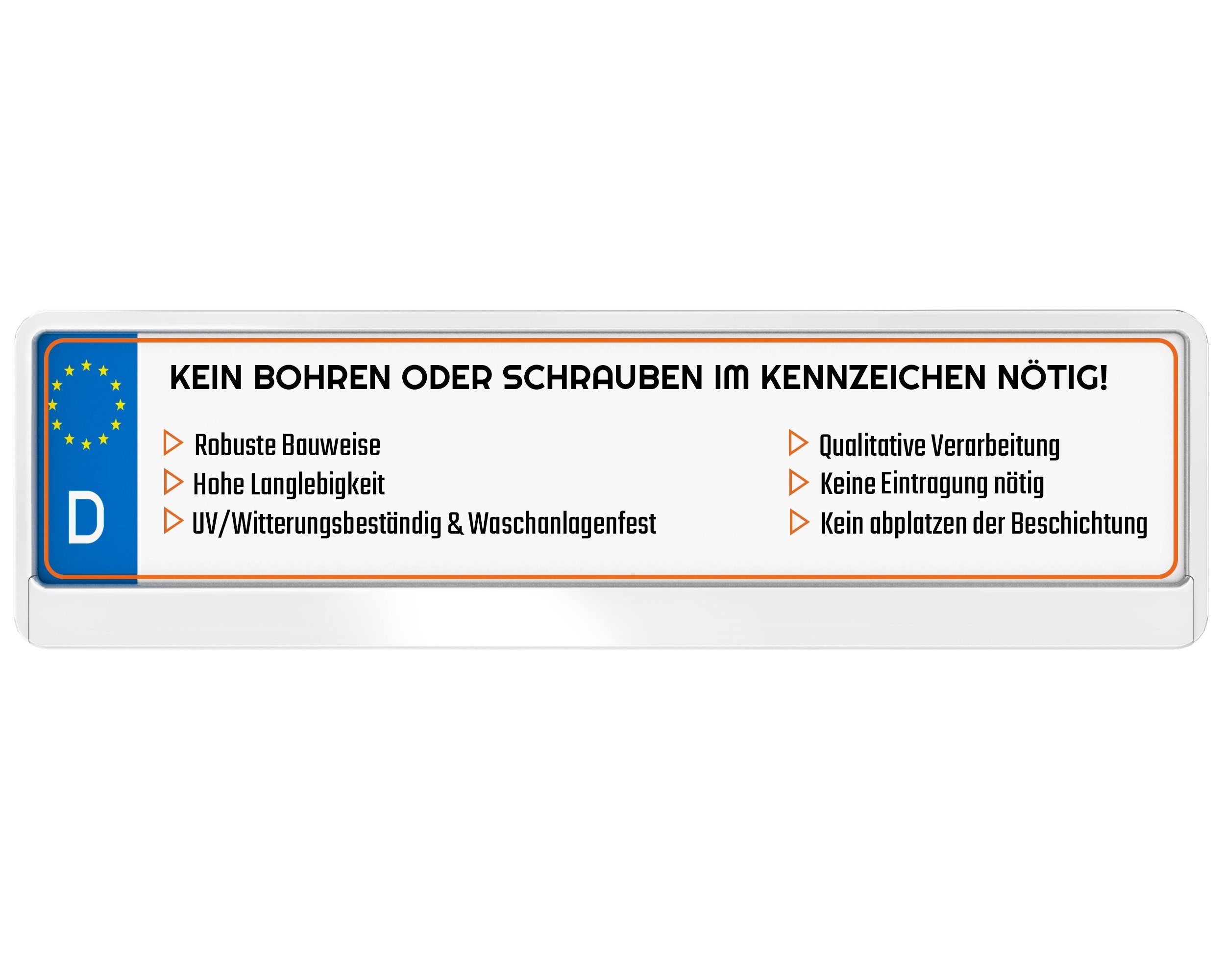 L & P Car Design Kennzeichenhalter für Auto 46 cm in Weiß Hochglanz für kurze Kennzeichen, (2 Stück)