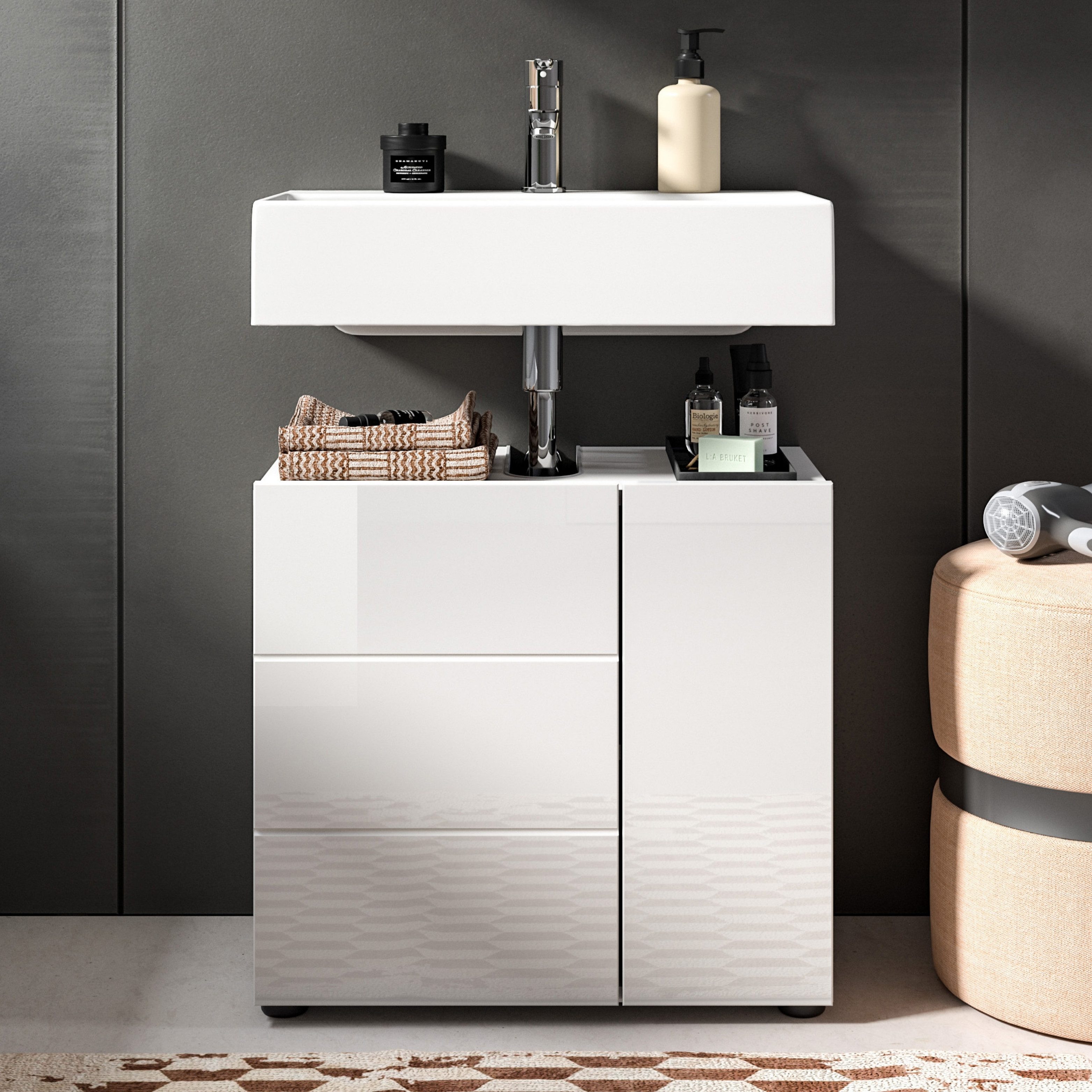 furnling Waschbeckenunterschrank Vera Badschrank mit wasserabweisender Ober günstig online kaufen