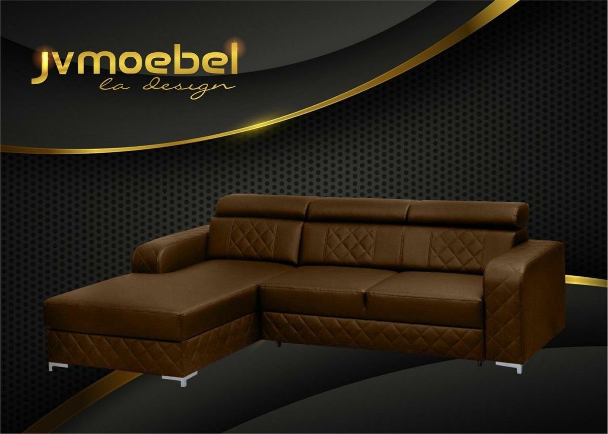 Ecksofa, Lform Ecksofa Design JVmoebel Braun Wohnlandschaft Moderne Leder Möbel