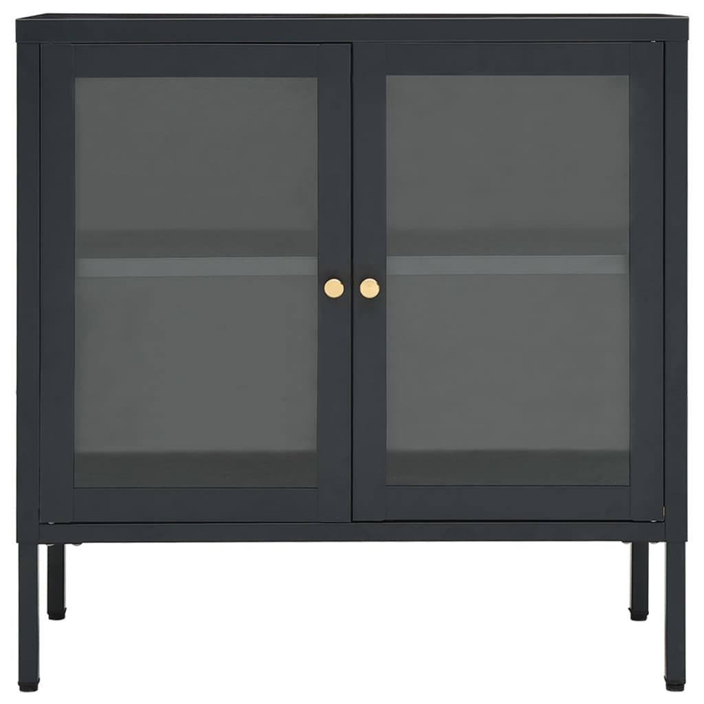 vidaXL Sideboard Sideboard Anthrazit 70x35x70 cm Stahl und Glas (1 St) günstig online kaufen