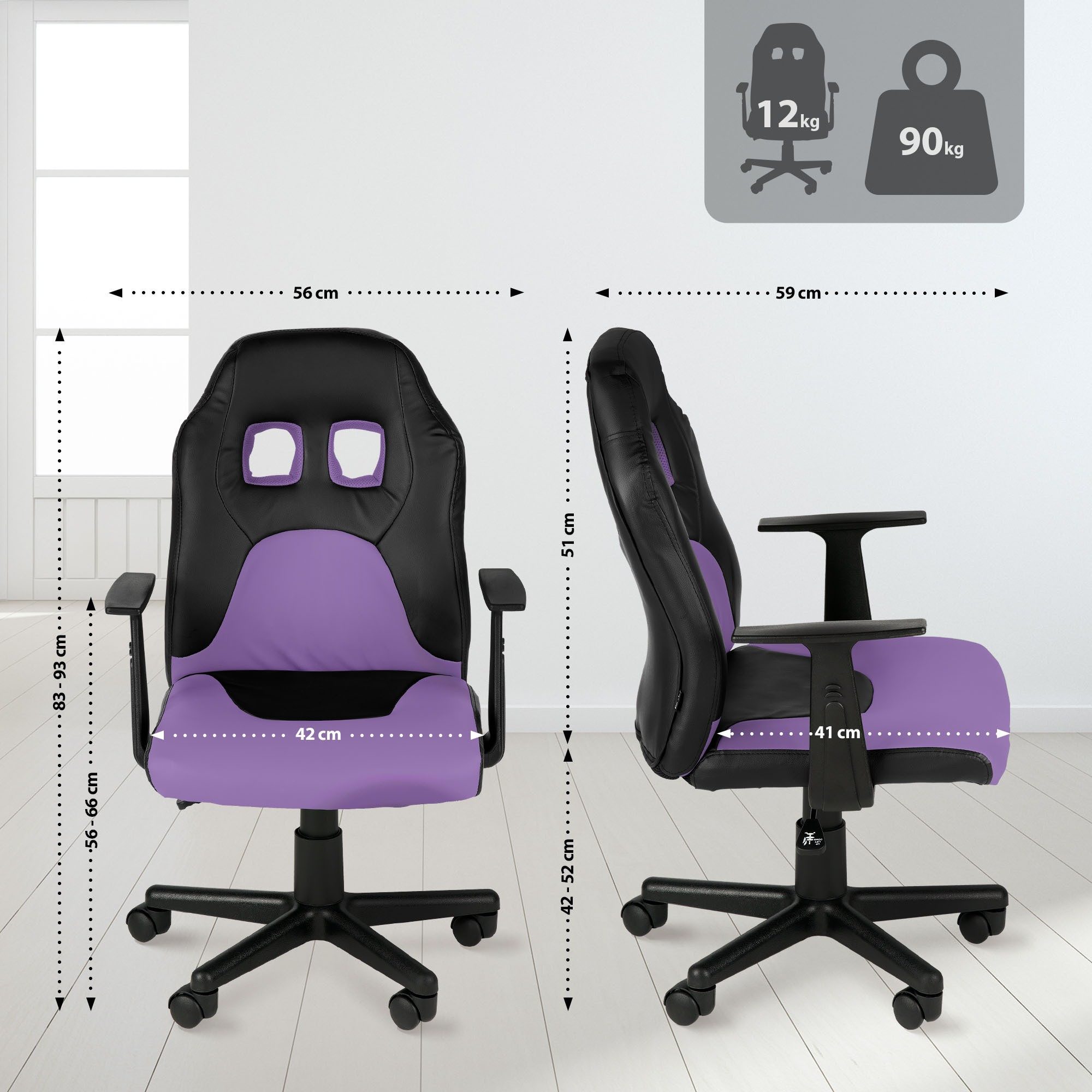 CLP Gaming Chair Fun, Kinder-Bürostuhl, mit abnehmbaren Armlehnen