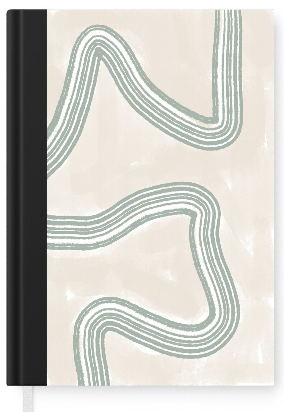 MuchoWow Notizbuch Notizheft, Grün - - - Seiten, Weiß A5, Abstrakt Tagebuch, 98 - Journal, Design, Haushaltsbuch Linien Merkzettel