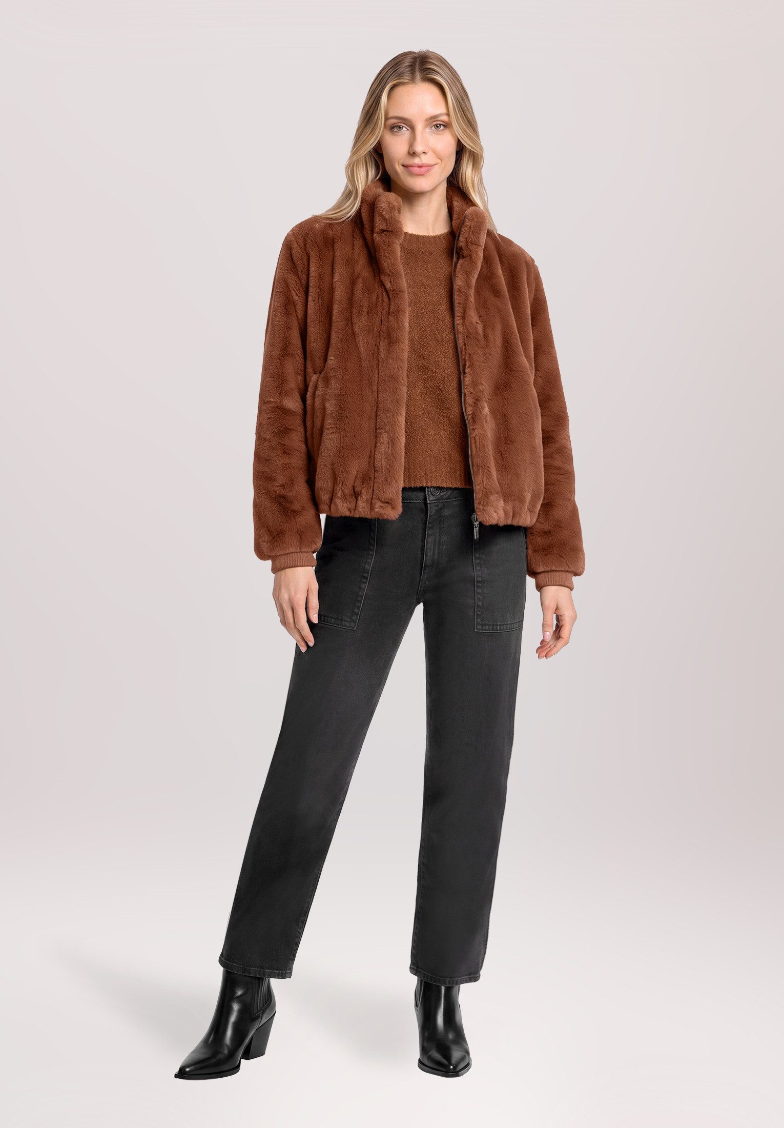 Betty&Co Fellimitatjacke Damen mit Taschen