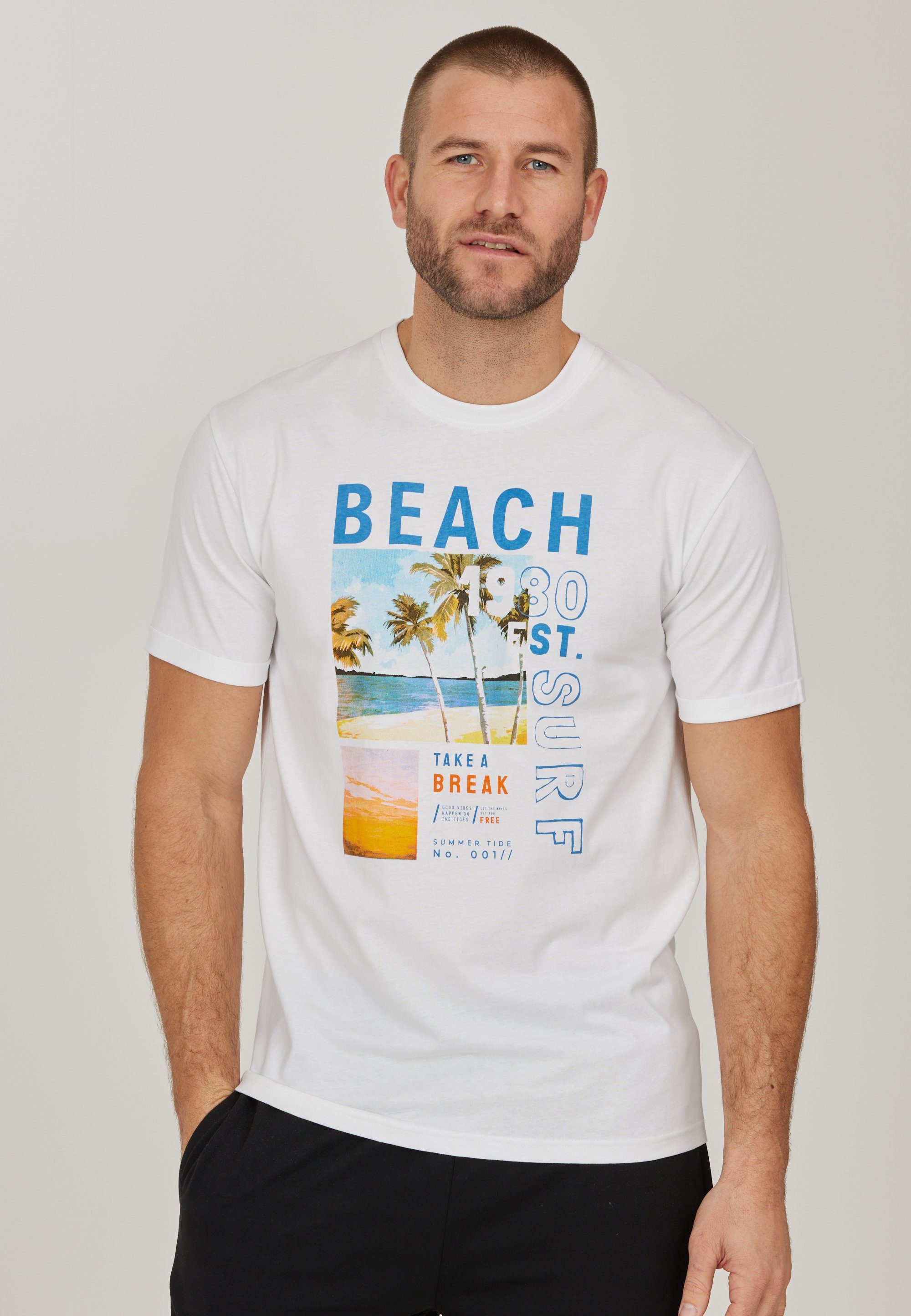 CRUZ T-Shirt Thomsson im sommerlichen Design weiß