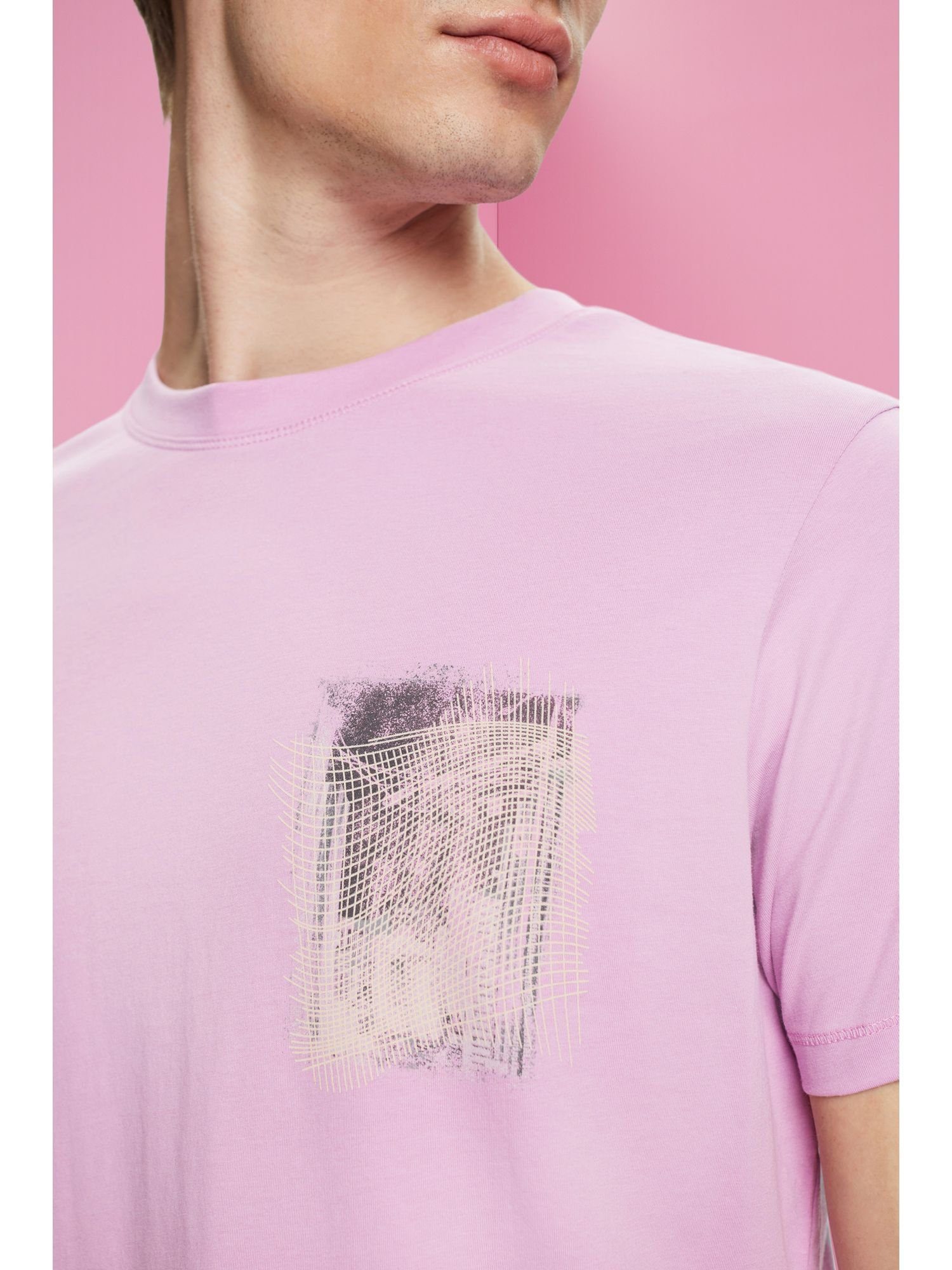 edc by Esprit T-Shirt Print-T-Shirt nachhaltiger aus (1-tlg) Baumwolle LILAC