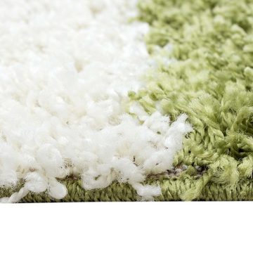 Hochflor-Teppich Shaggy Teppich Hochflor Langflor Bettvorleger Wohnzimmer Teppich Läufer Karo grün grau creme, Carpetia, rechteckig, Höhe: 30 mm