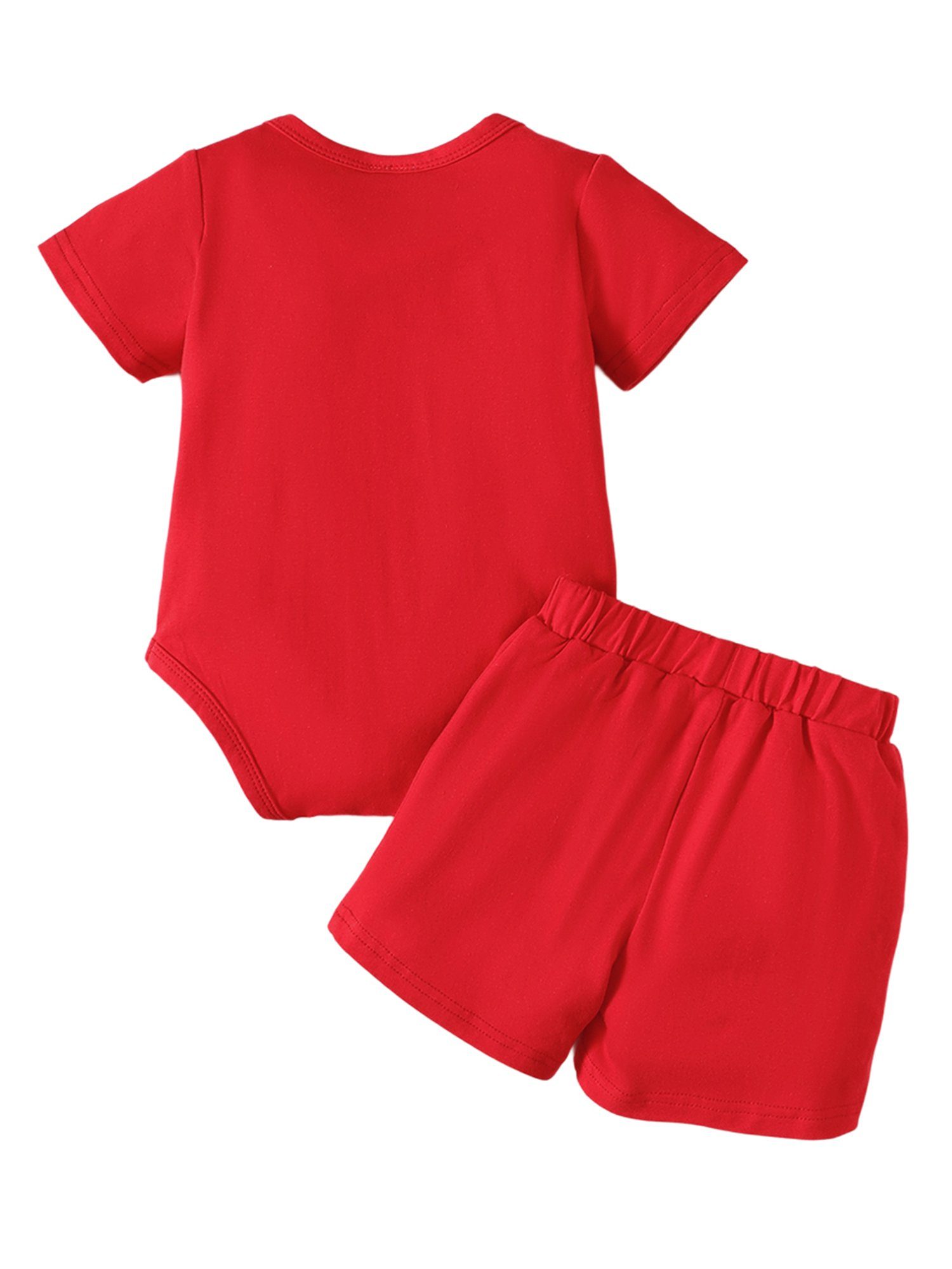 Shorts Sommerlicher Baby-Strampler Shirt Baumwolle 2-tlg) Rot LAPA (Set, Shorts aus und &