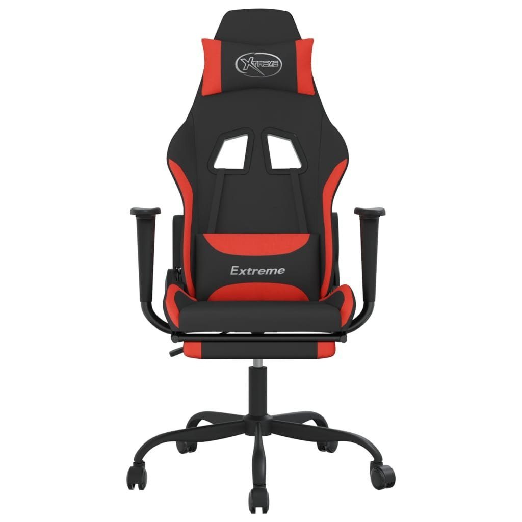 vidaXL Bürostuhl Gaming-Stuhl mit Fußstütze Drehbar Schwarz und Rot Stoff Gamingstuhl B