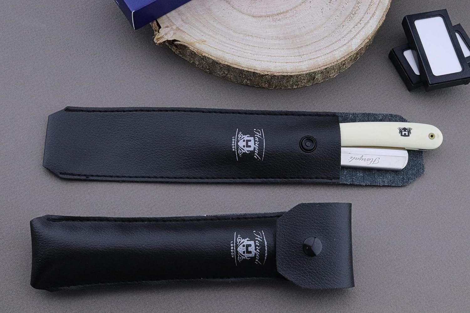 Haryali London Rasiermesser Professionelles Friseur-Rasiermesser gerader Klinge und Kunststoffgrif, facial razor, piece, einzelne, einseitig geschliffene Klinge im Klappgriff