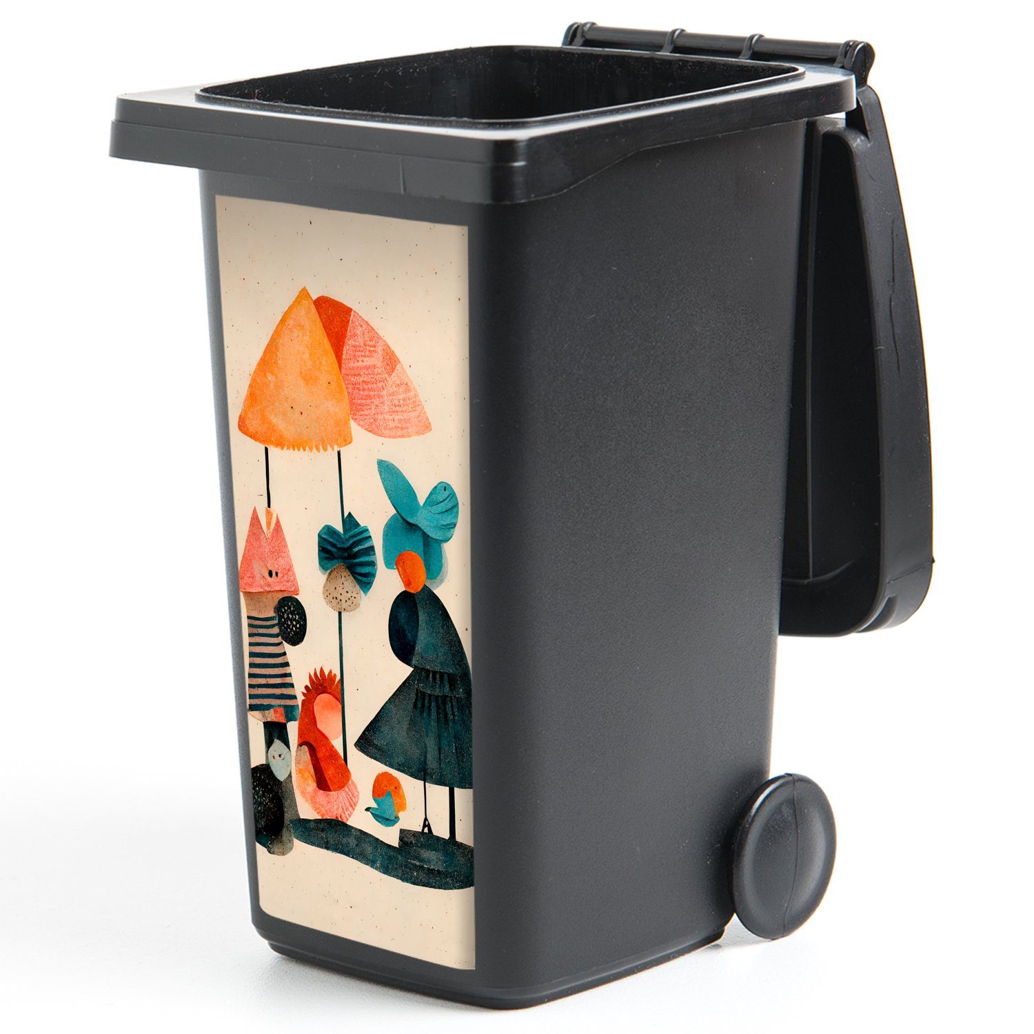 MuchoWow Wandsticker Kinder - - (1 Mülltonne, Mülleimer-aufkleber, - Container, Abfalbehälter Pastell Farben Vintage Sticker, St)