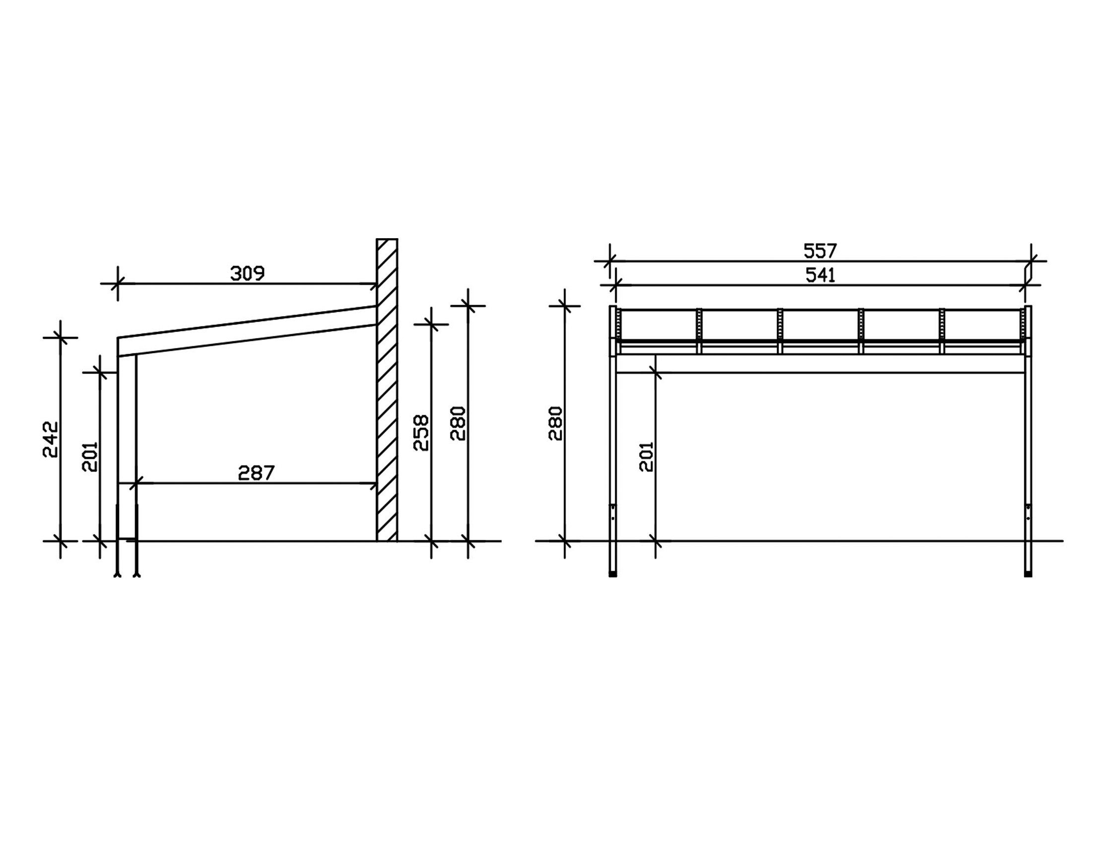 Skanholz Terrassendach Novara, BxT: 557x309 cm, Bedachung Doppelstegplatten, BxT: 557x309 cm