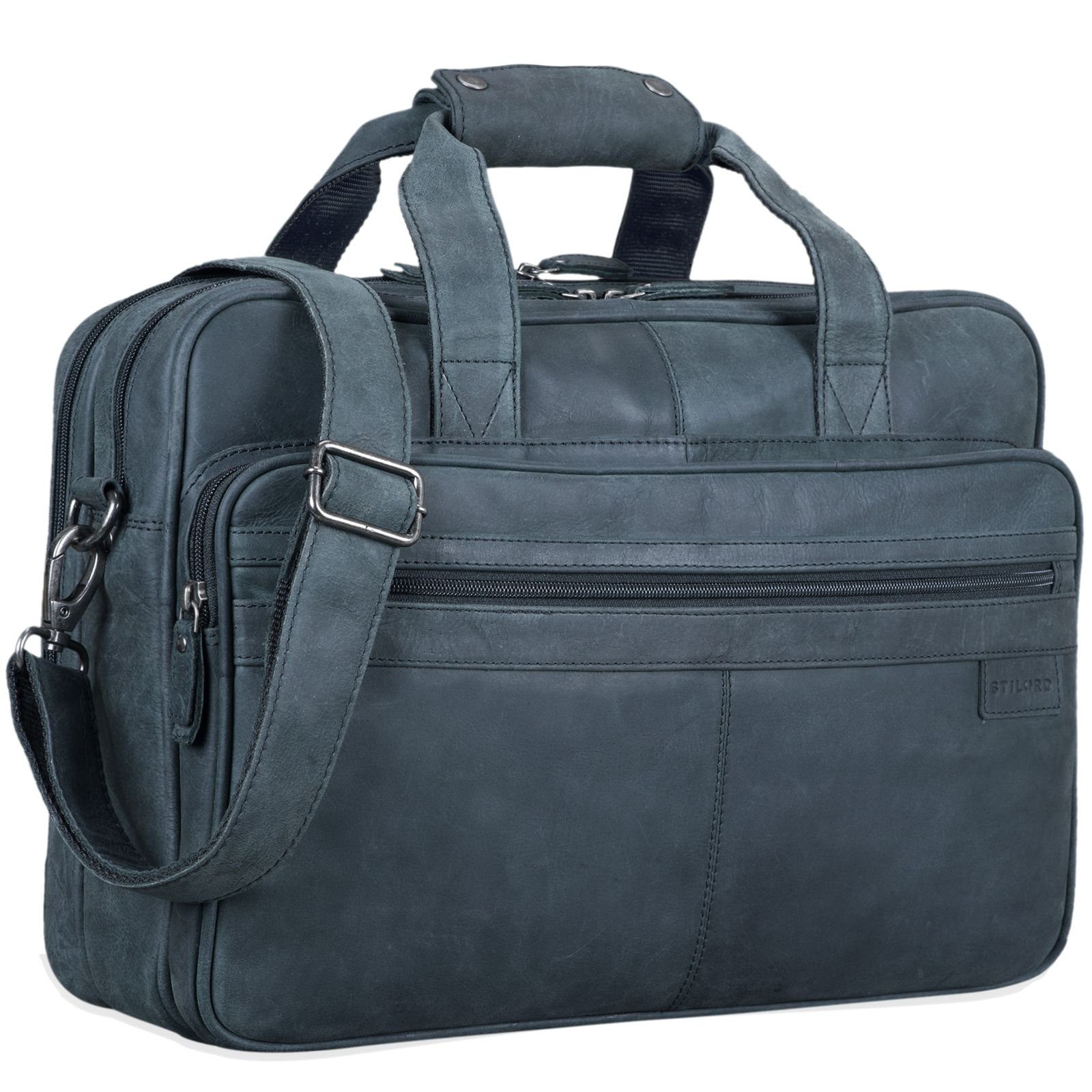 STILORD Laptoptasche "Atlantis" Leder Aktentasche groß anthrazit