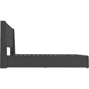 BlingBin Polsterbett Doppelbett Hydraulisch Stauraumbett mit Bettkasten 160x200cm Grau (mit Lattenrost aus Holz), Gesamtabmessung: 214.5x173x113 cm
