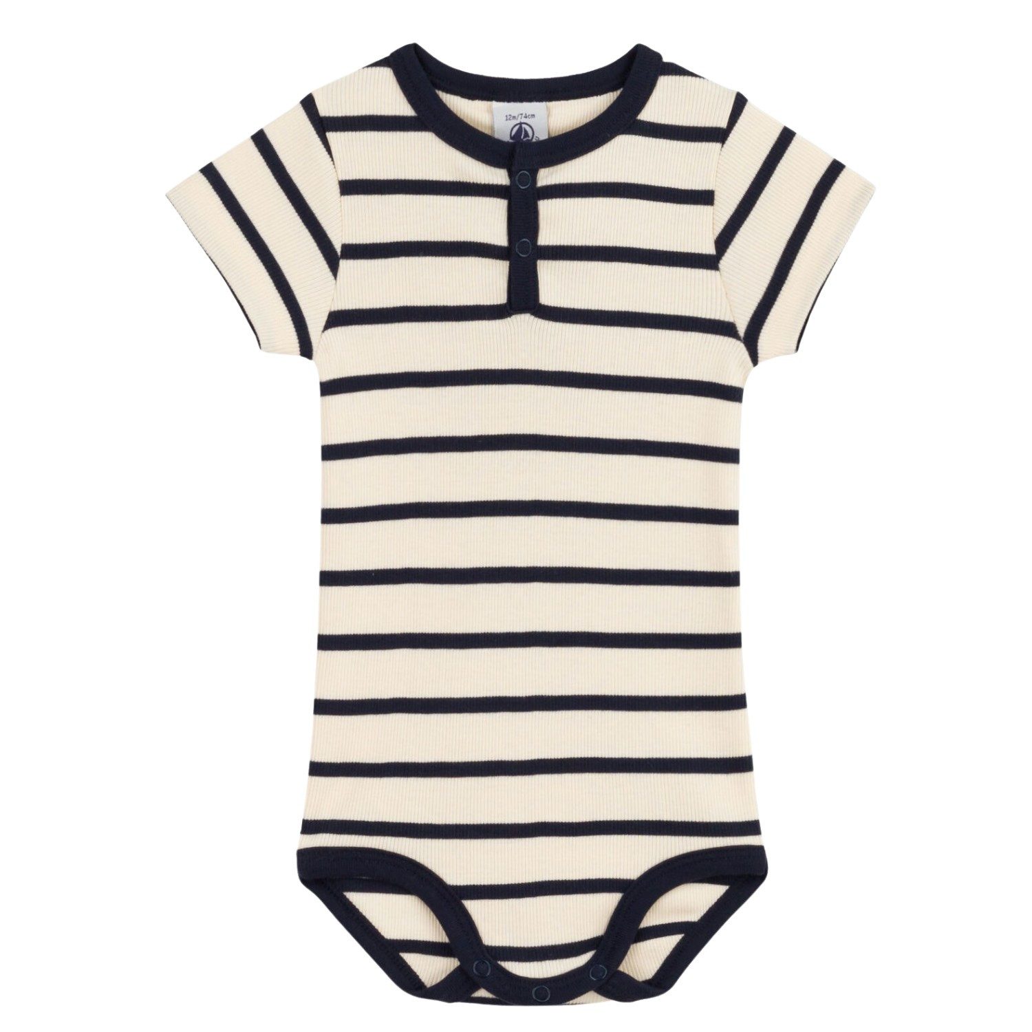 Petit Bateau Strampler Petit Bateau Baby Kurzarmbody gestreift aus Rippstrick 3-24 Monate