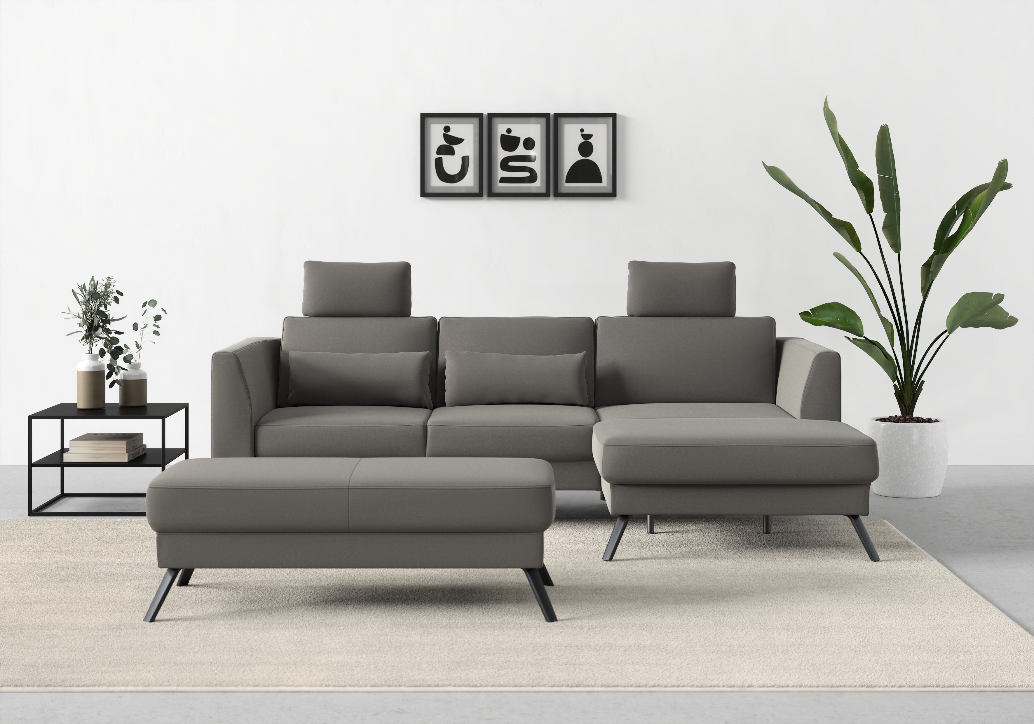 sit&more Ecksofa Lindholm, Federkern Sitztiefenverstellung und mit