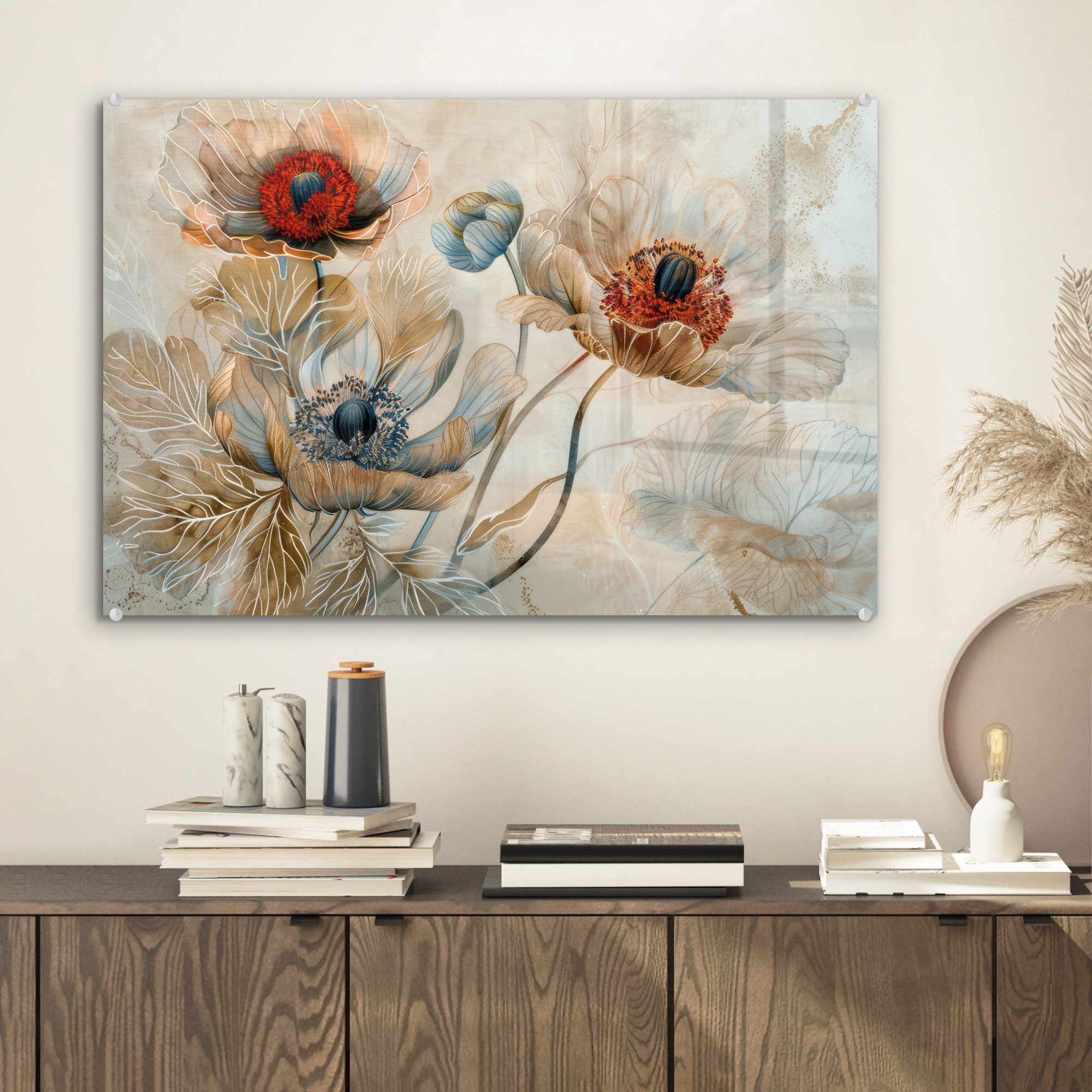 MuchoWow Acrylglasbild Blumen - Beige - günstig online kaufen