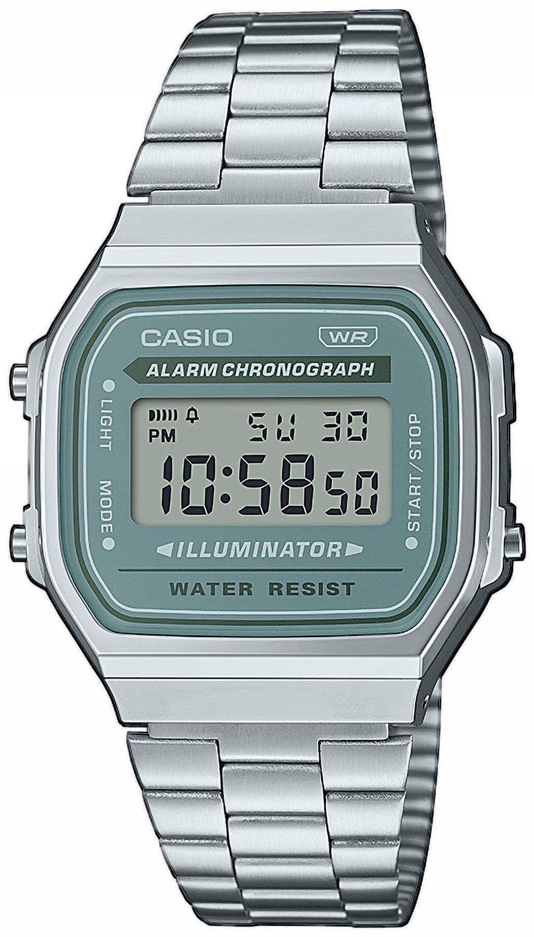 CASIO VINTAGE Chronograph A168WA-3AYES, Quarzuhr, Armbanduhr, Damen, Herren, digital, retro, Stoppfunktion