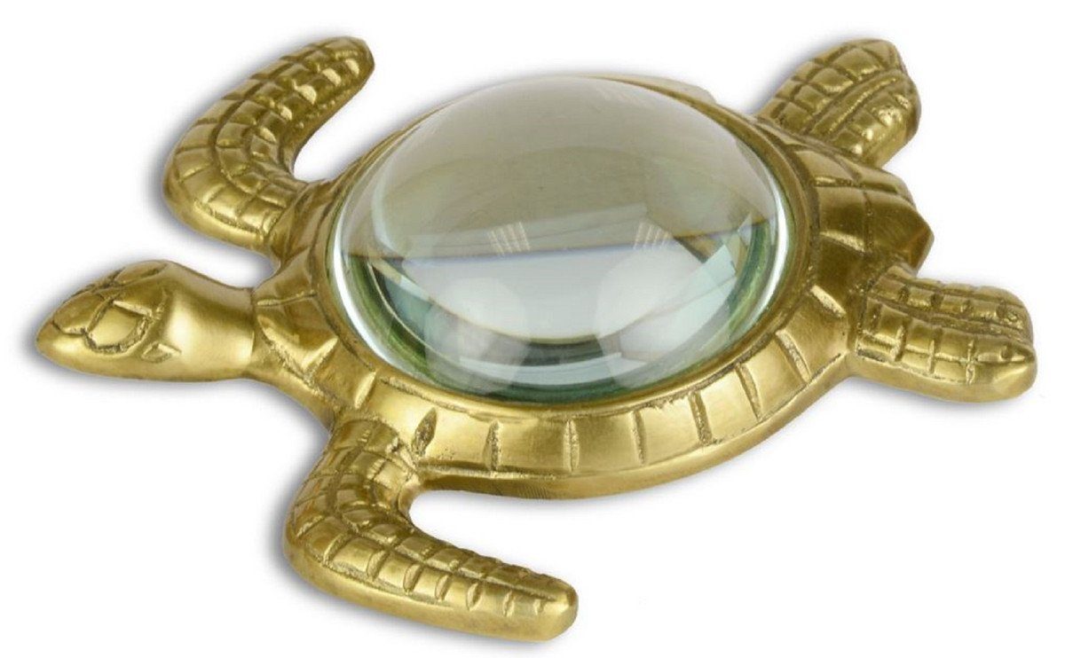 Casa Padrino Dekoobjekt Luxus Schildkröte Accessoires Lupe 15,5 x Luxus Gold - cm 14,9