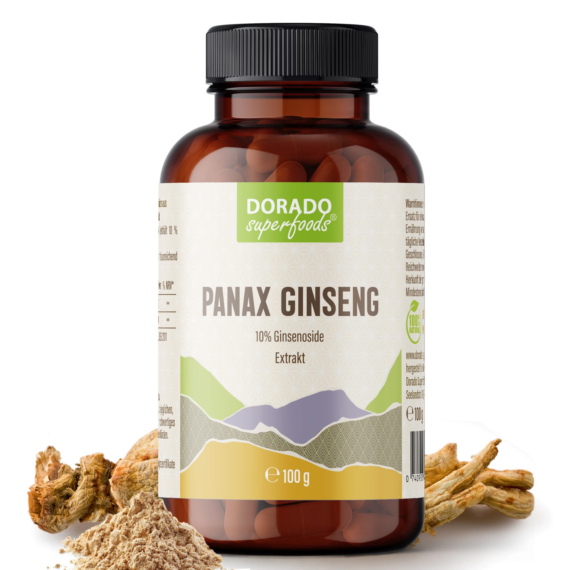 Dorado Superfoods Panax Ginseng Extrakt – 100 g Wurzelpulver Pulver, 100 g
