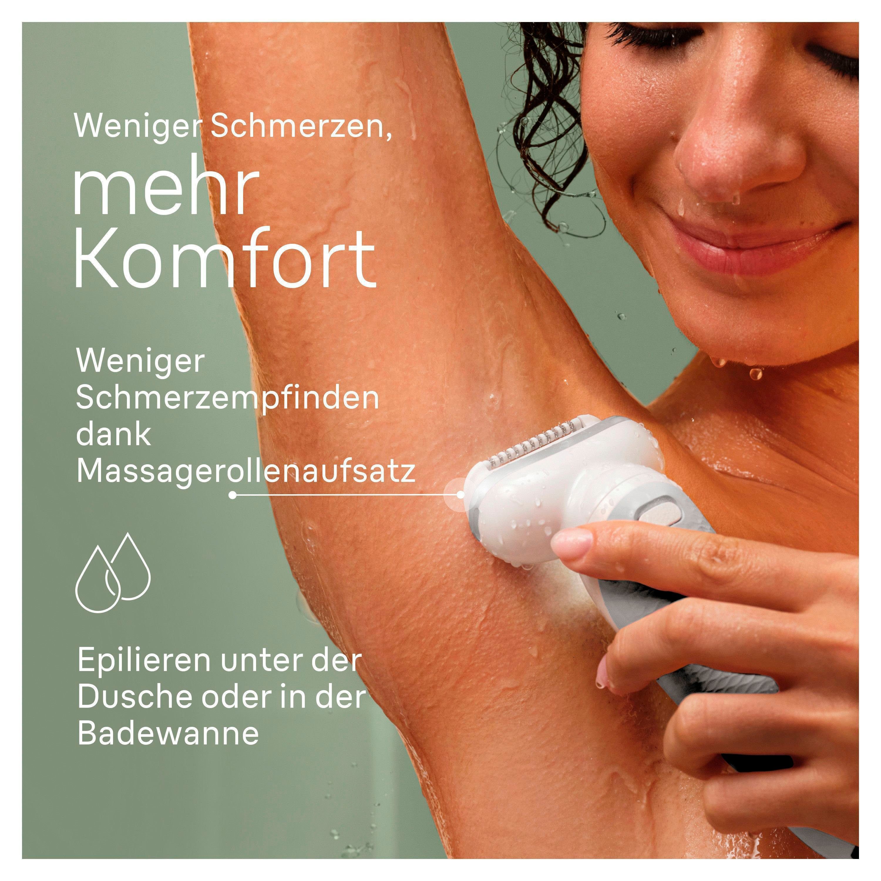 Braun Epilierer Silk-épil 9 9-011, mit schwenkbarem Kopf, Massagerollenaufsatz & Etui