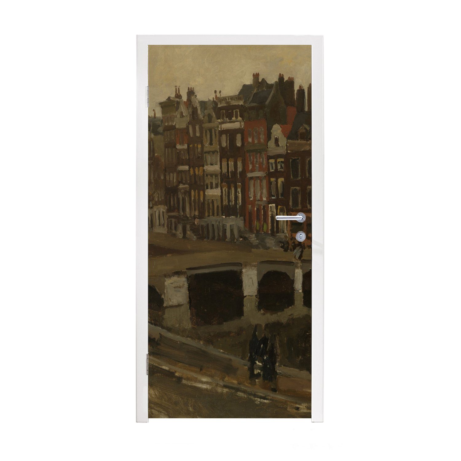 MuchoWow Türtapete Das Rokin in Amsterdam - Gemälde von George Hendrik Breitner, Matt, bedruckt, (1 St), Fototapete für Tür, Türaufkleber, 75x205 cm
