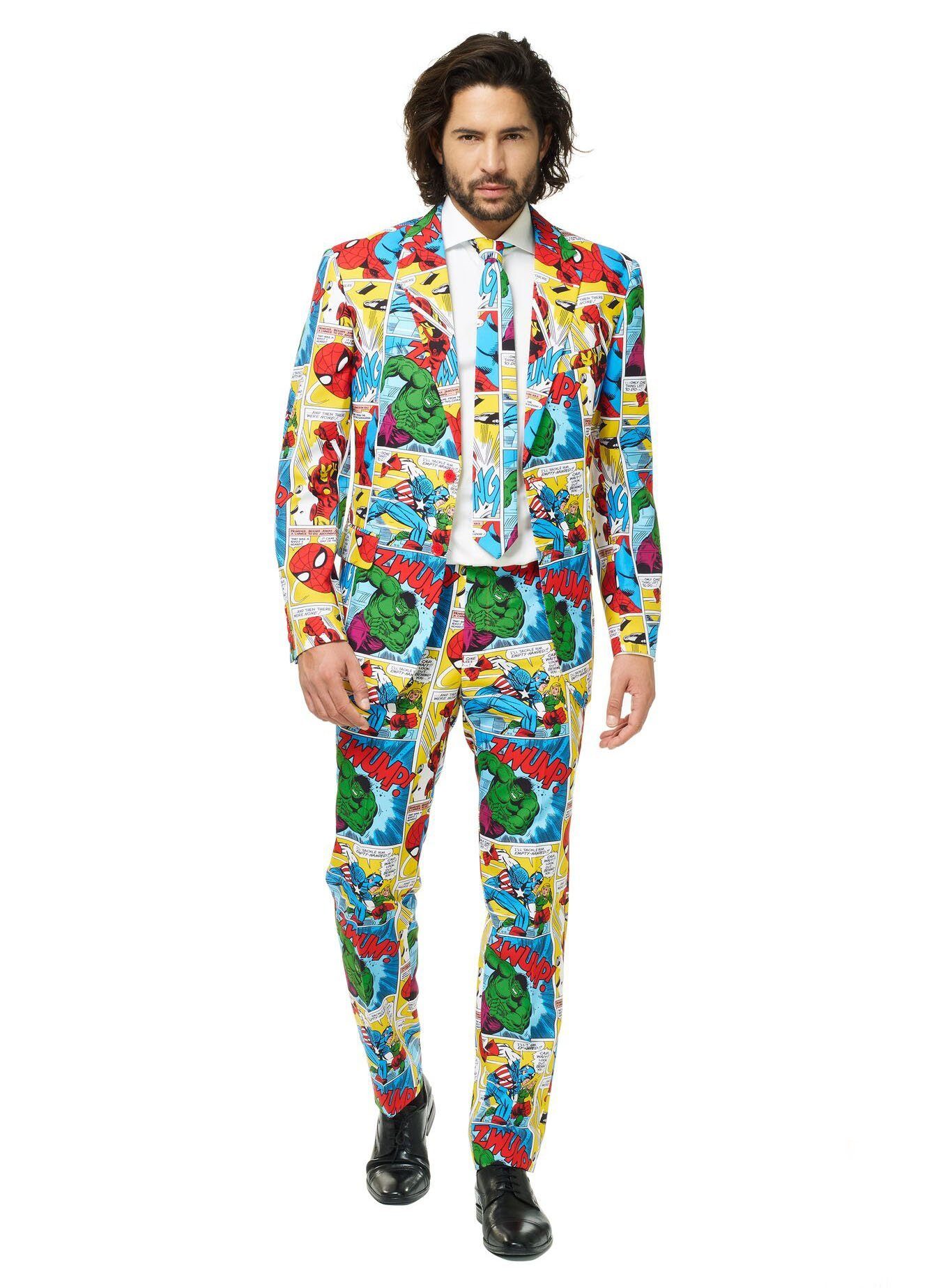 Opposuits Partyanzug Marvel Comic Anzug Karneval Faschingskostüm Herren, Dieser Anzug knallt noch mehr rein, als die Superhelden darauf!