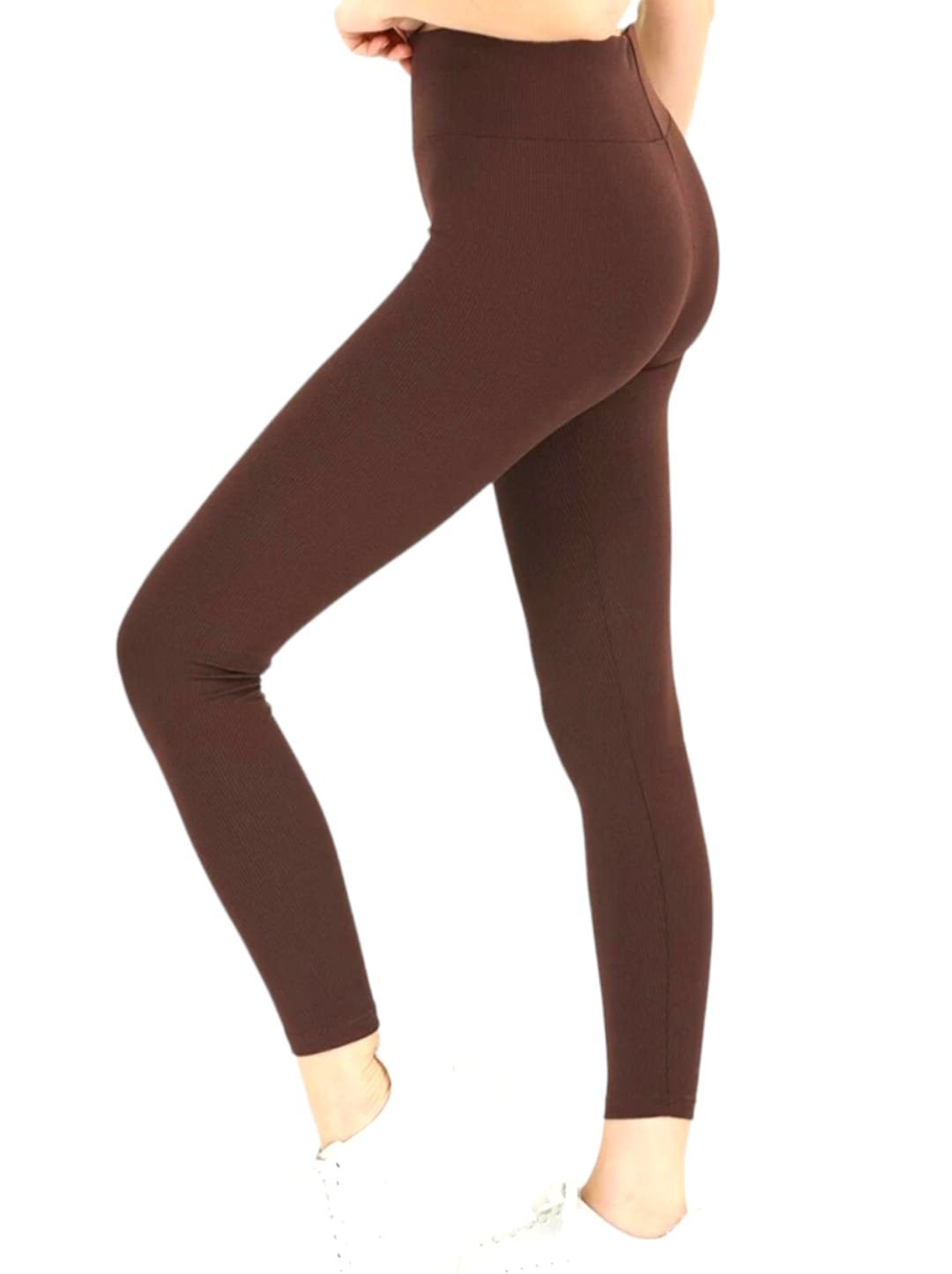 Taille Leggings elastischer Baumwolle hohe Modavitrini hoch Bund, gerippte hohe Leggings Damen Bund Leggins Taille Grün