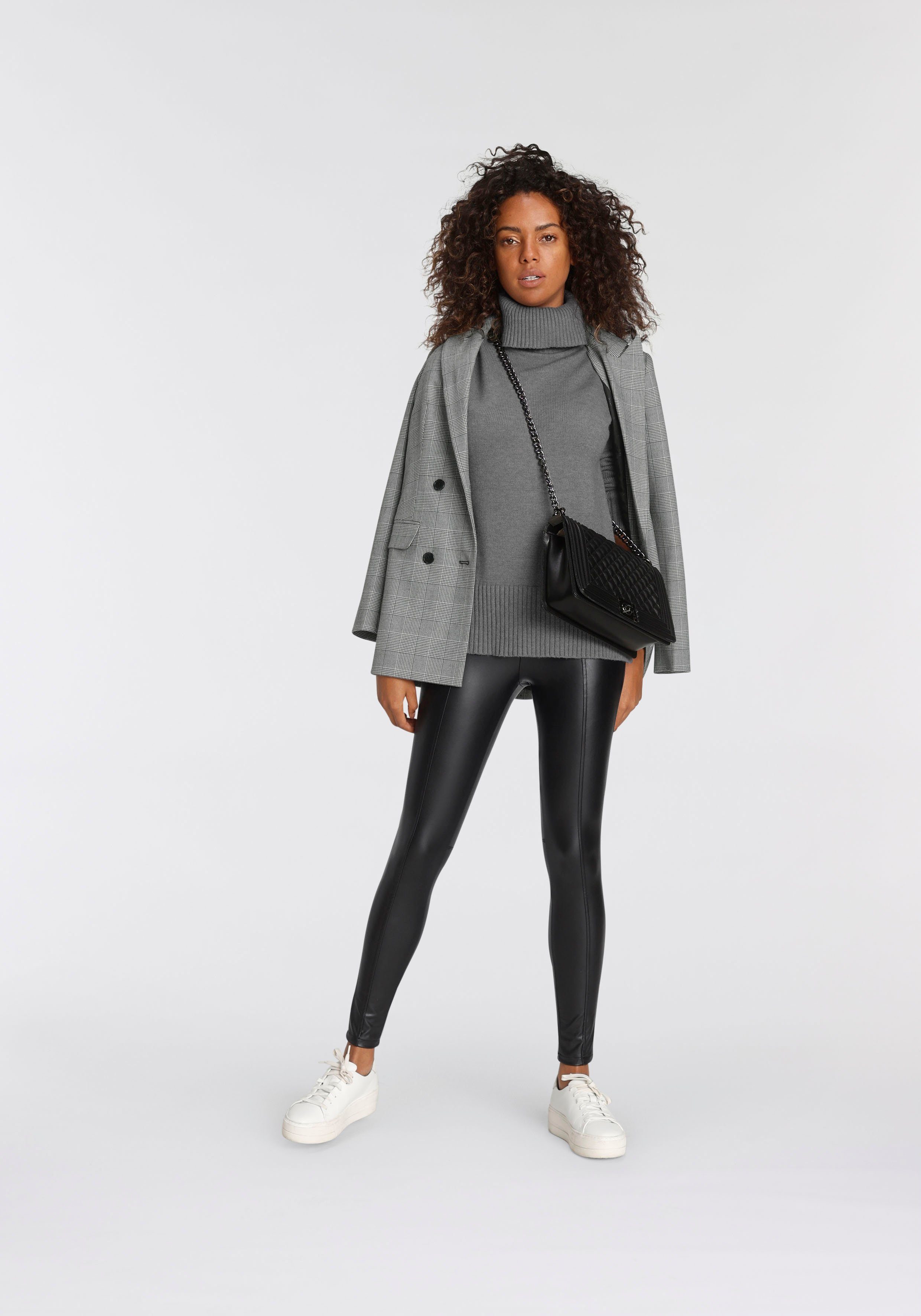 Tamaris Leggings enge Form in Leder-Optik