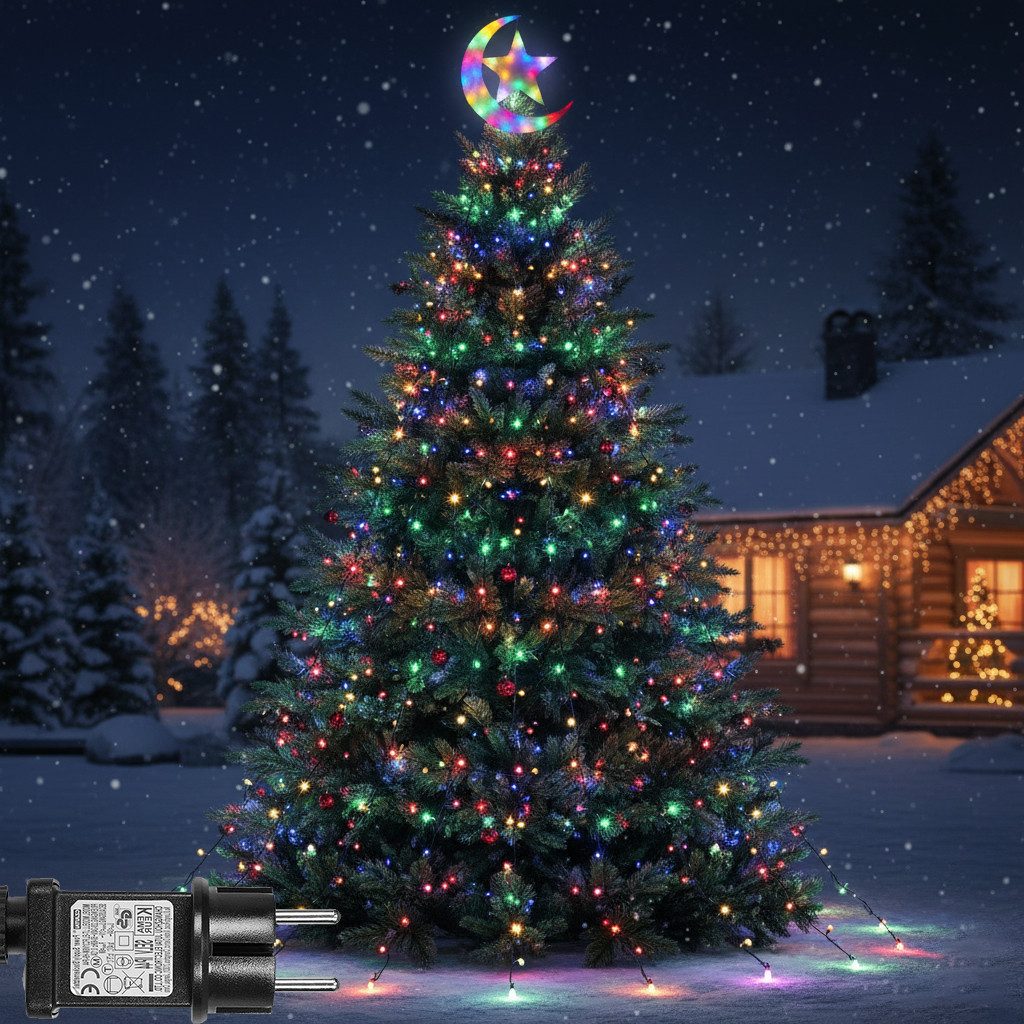 LED-Lichterkette Wasserfall Weihnachtsbaum Beleuchtung Stern Außen Garten