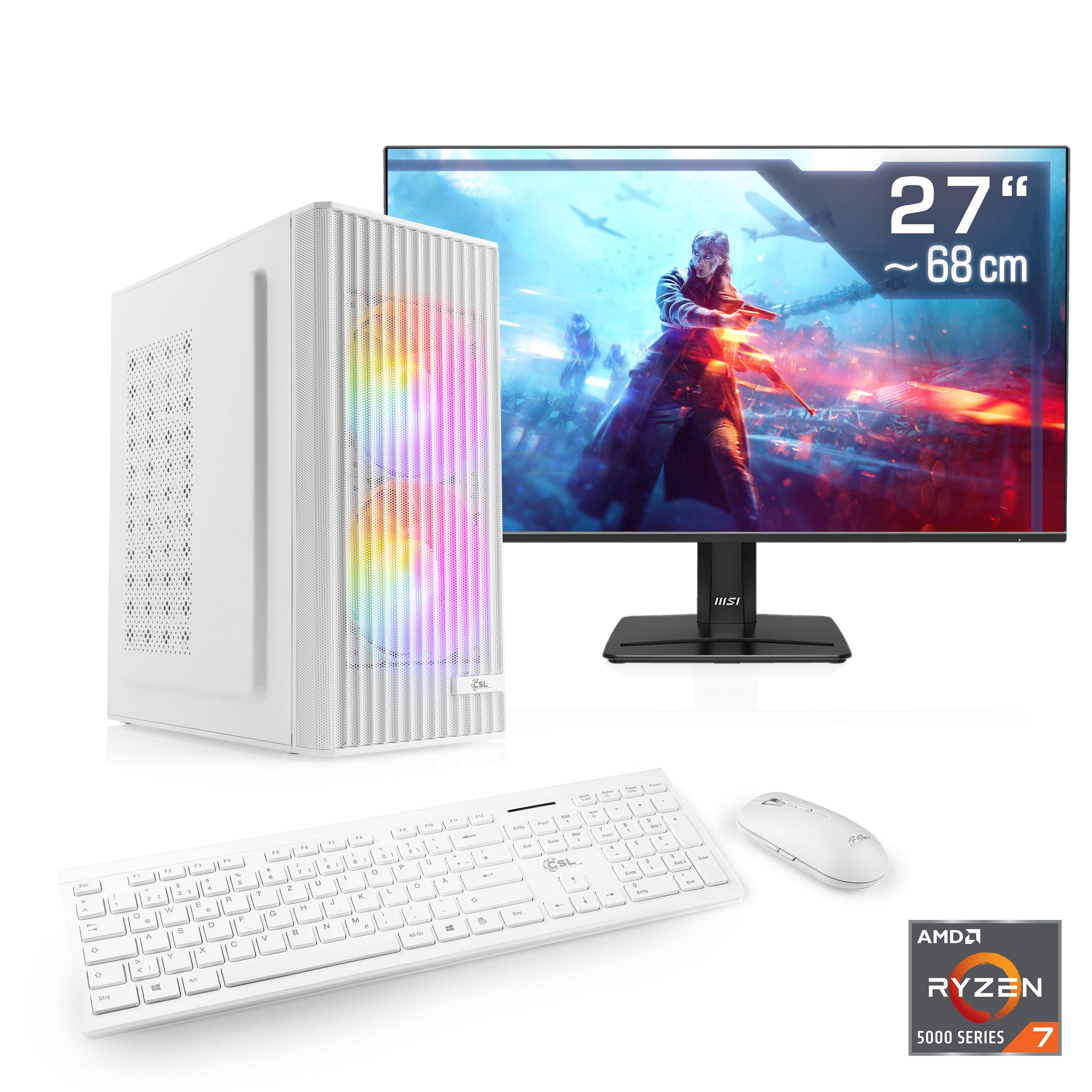 CSL Spectrum V25273W PC-Komplettsystem (27", AMD Ryzen 7 5700X, GeForce RTX 3050, 16 GB RAM, 1000 GB SSD)