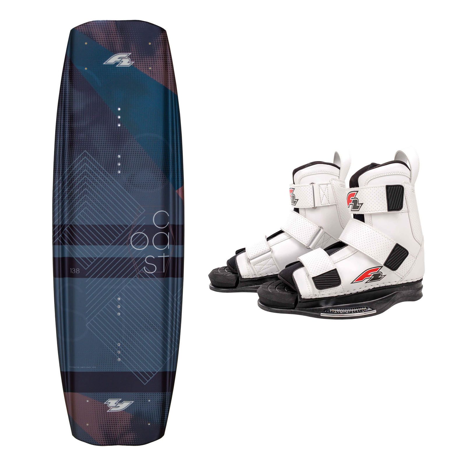Wakeboard F2 Set Wakeboard Coast Petrol 144cm mit Wakebindung Team Boot L/XL