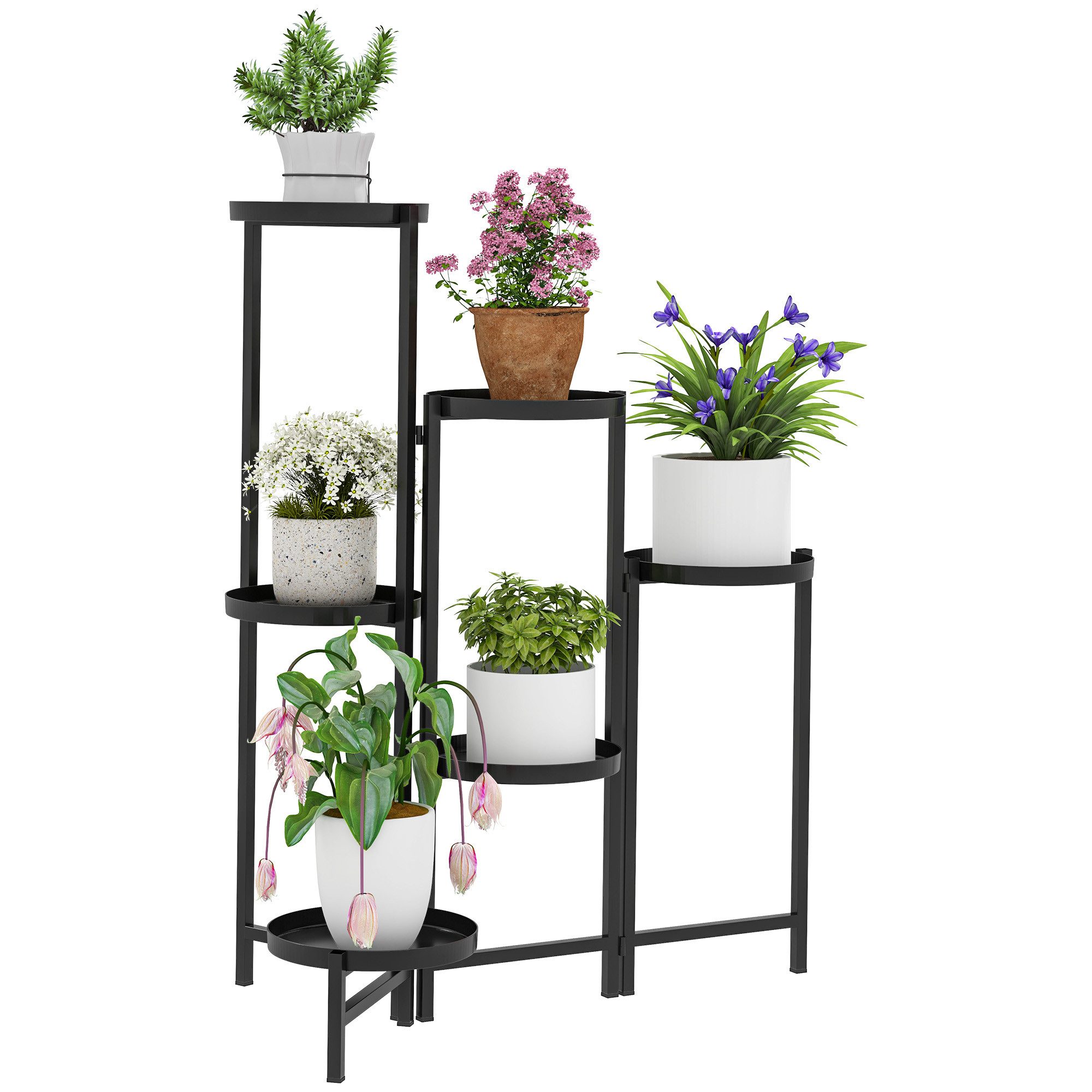 Pflanzentreppe mit Tabletten, klappbar, für Innen, aus Metall, mehrstöckig, 80cm hoch