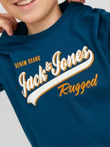 Jack & Jones Junior Rundhalsshirt 2 SS JNR Blue COL TEE NECK NOOS Sailor JJELOGO AW23