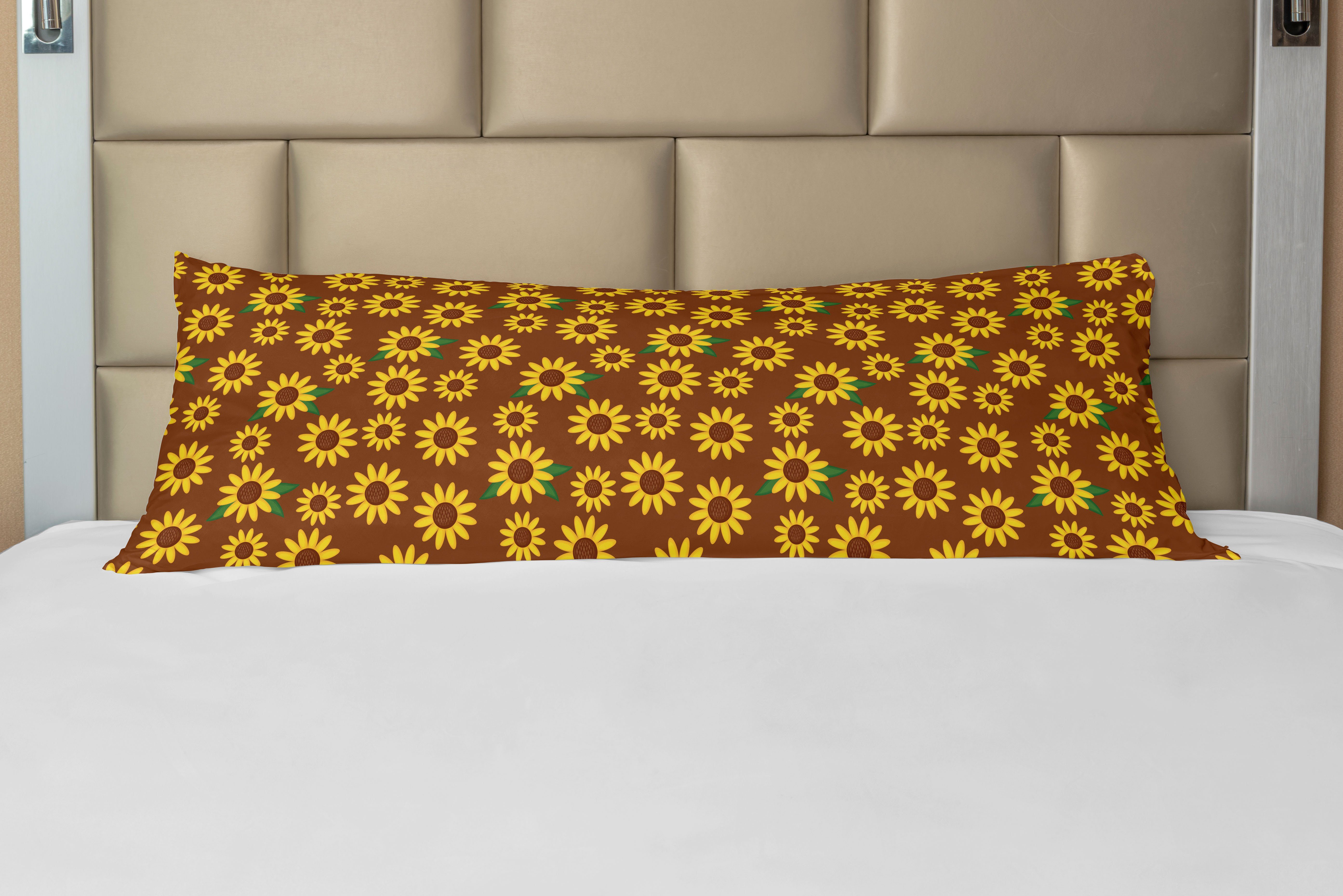 Abakuhaus, Sonnenblume Cartoon-Blüten Langer Deko-Akzent Kissenbezug, Seitenschläferkissenbezug