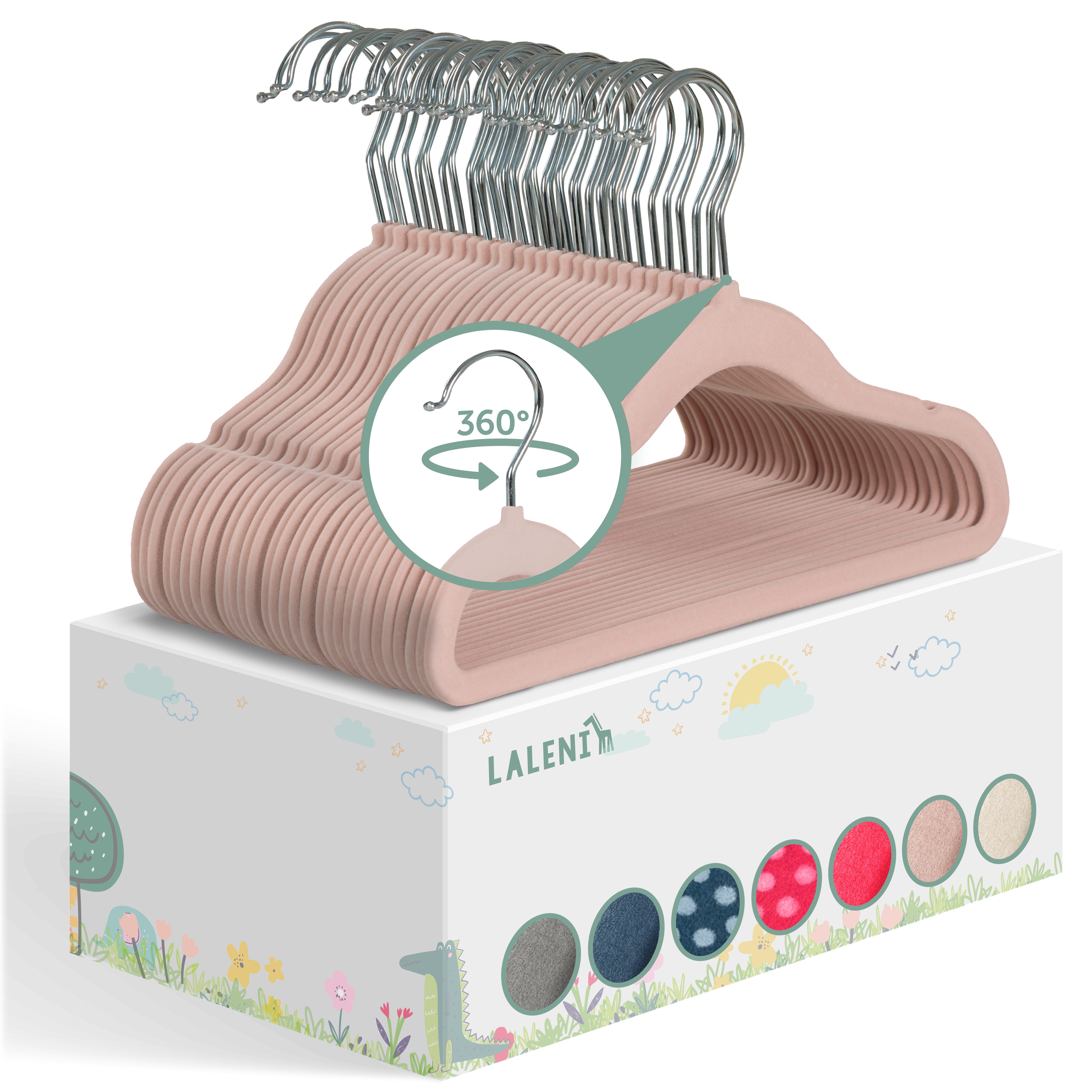 Laleni Kleiderbügel für Kinder mit Samtbezug - rutschfest, (30-tlg), 360° drehbar