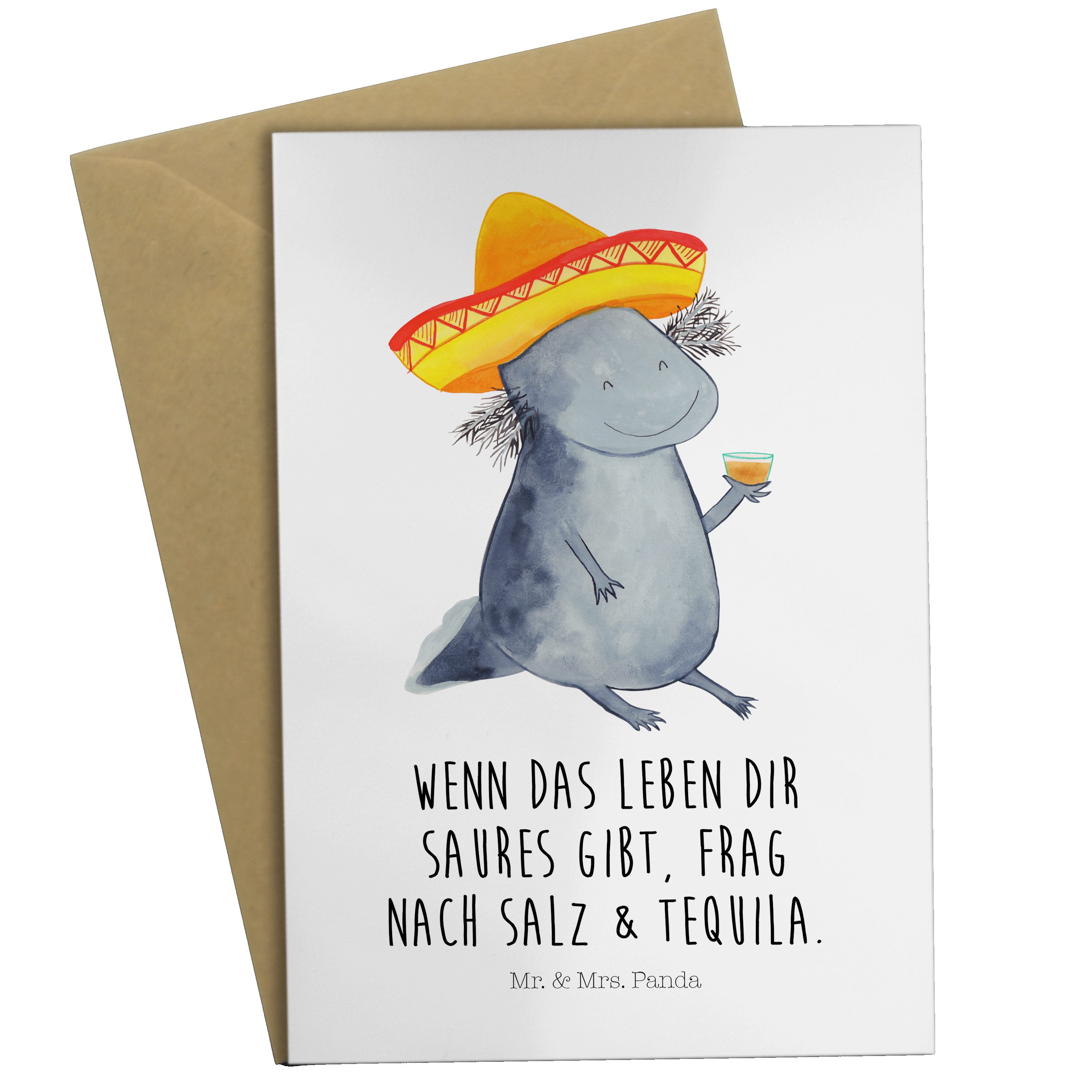 Mr. & Mrs. Panda Grußkarte »Axolotl Tequila Weiß Geschenk