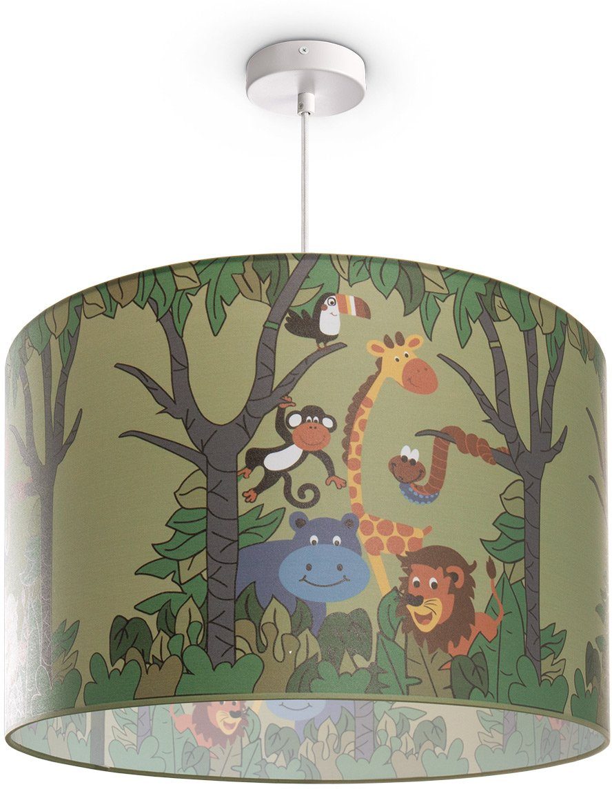 Paco Home Kinderzimmer Deckenlampe Dschungel E27 Pendelleuchte ohne Leuchtmittel, 638, Tier-Motiv Kinderlampe Diamond LED