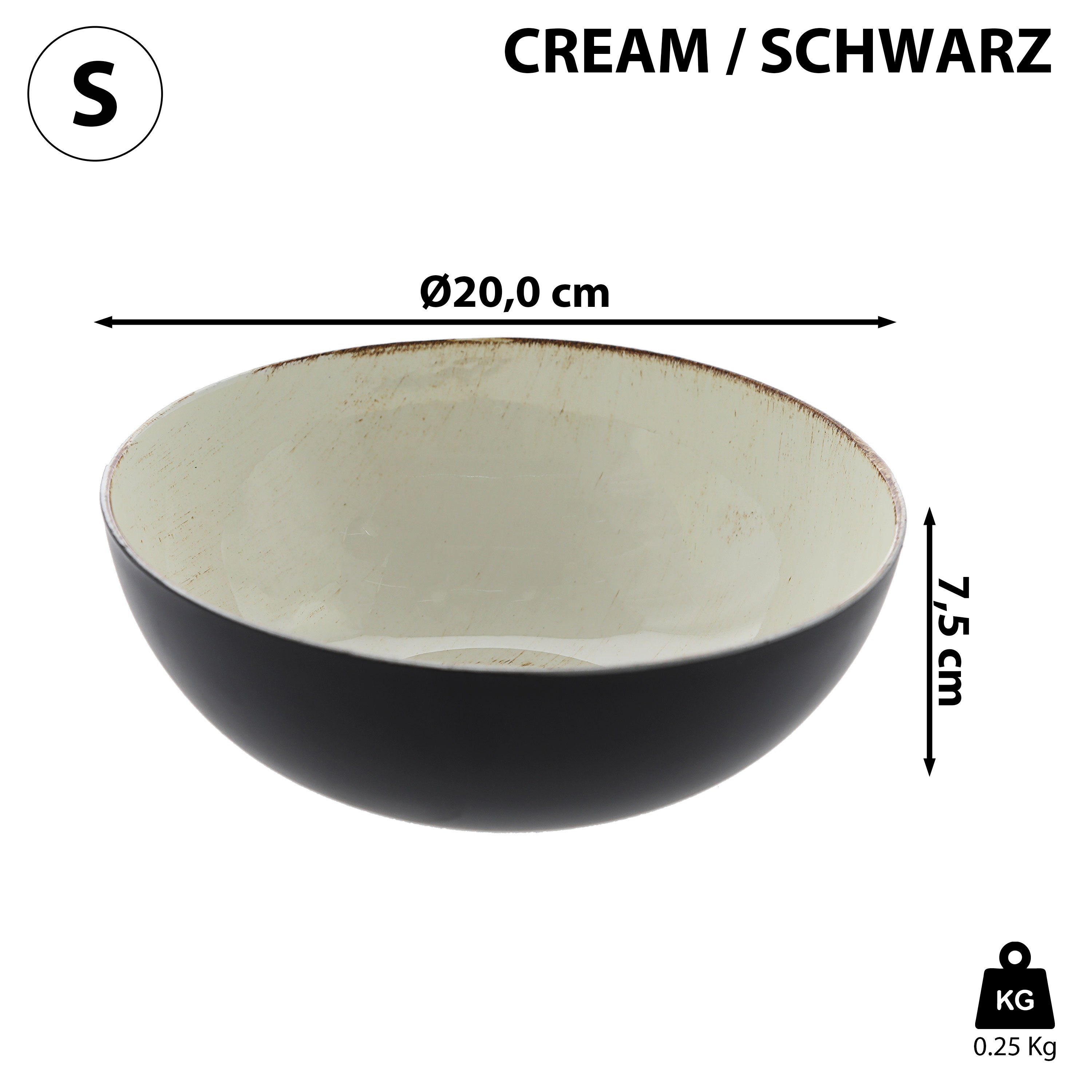 CEPEWA Dekoschale Dekoschale rund cream schwarz Antikoptik Ø20cm – Bild 2 von 5