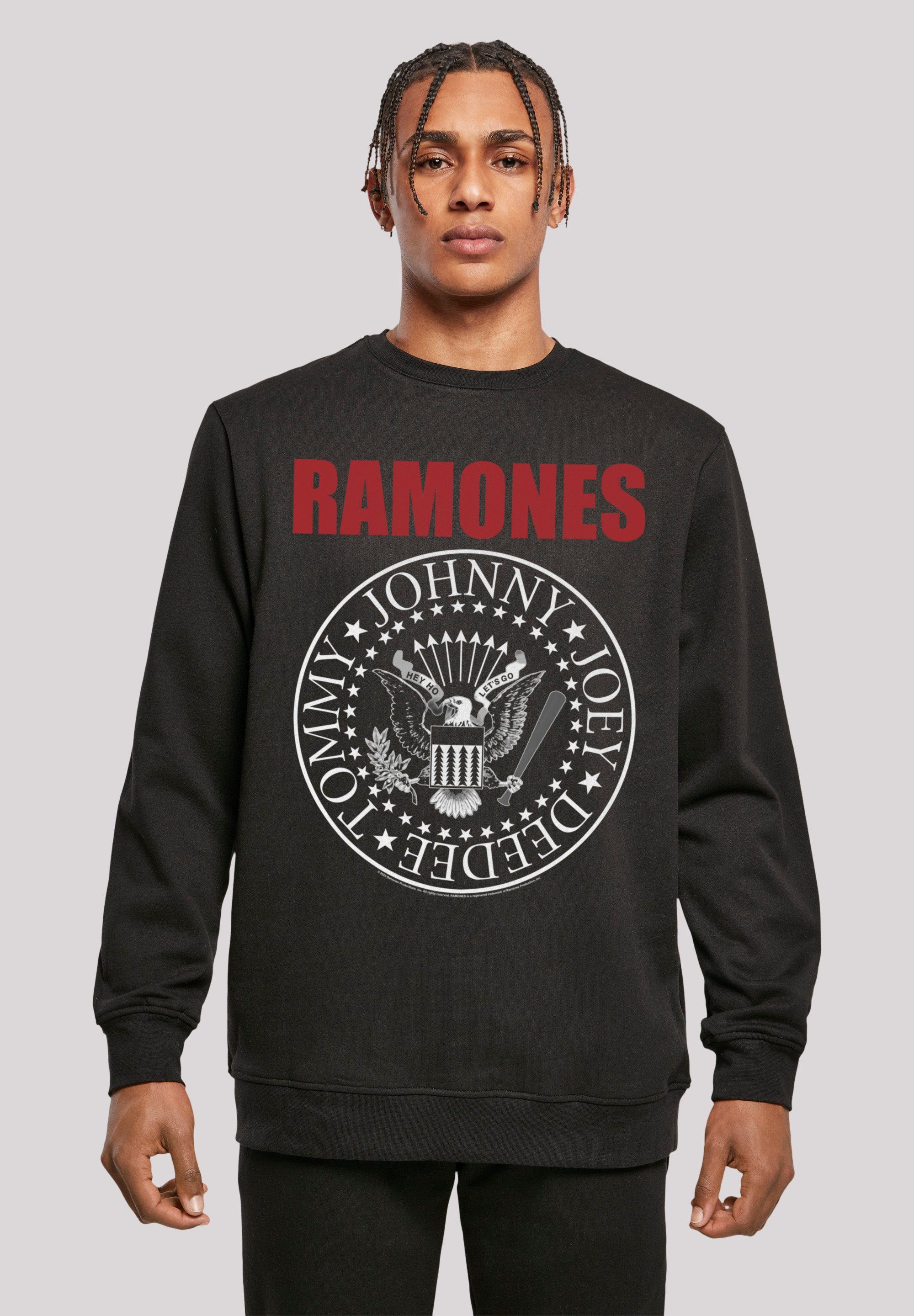 F4NT4STIC Sweatshirt mit Band, entspanntem Schnitt Seal Ramones Tragekomfort Text Qualität, Red Band Bequemer Musik Rock Rock-Musik, Premium