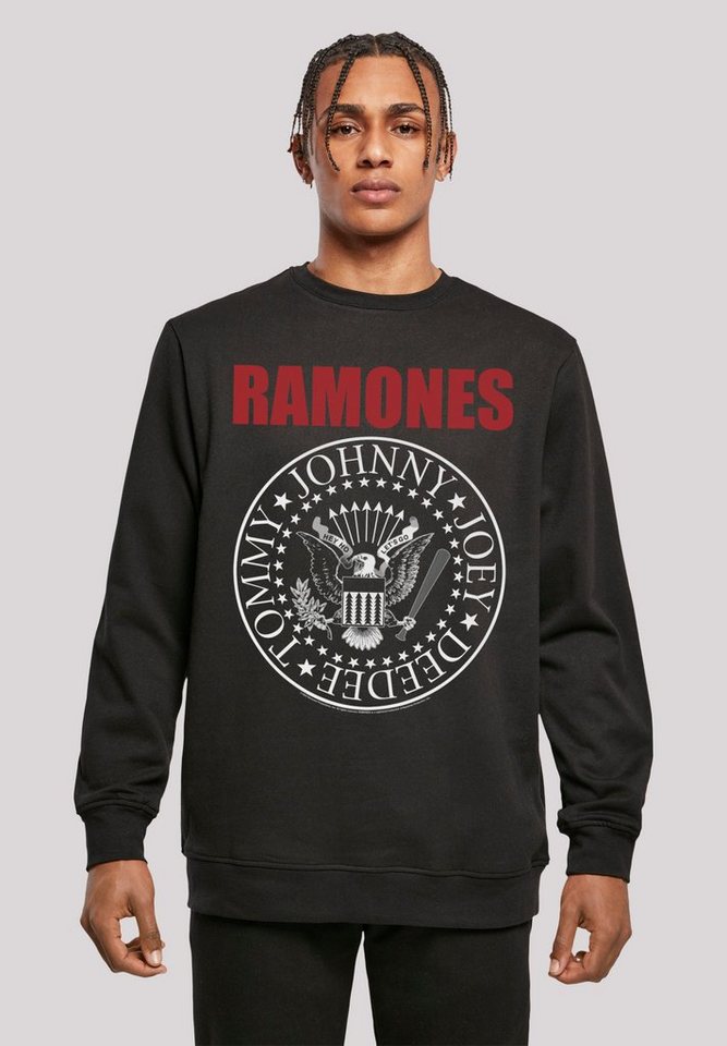 F4NT4STIC Sweatshirt Ramones Rock Musik Band Red Text Seal Premium Qualität,  Band, Rock-Musik, Bequemer Schnitt mit entspanntem Tragekomfort