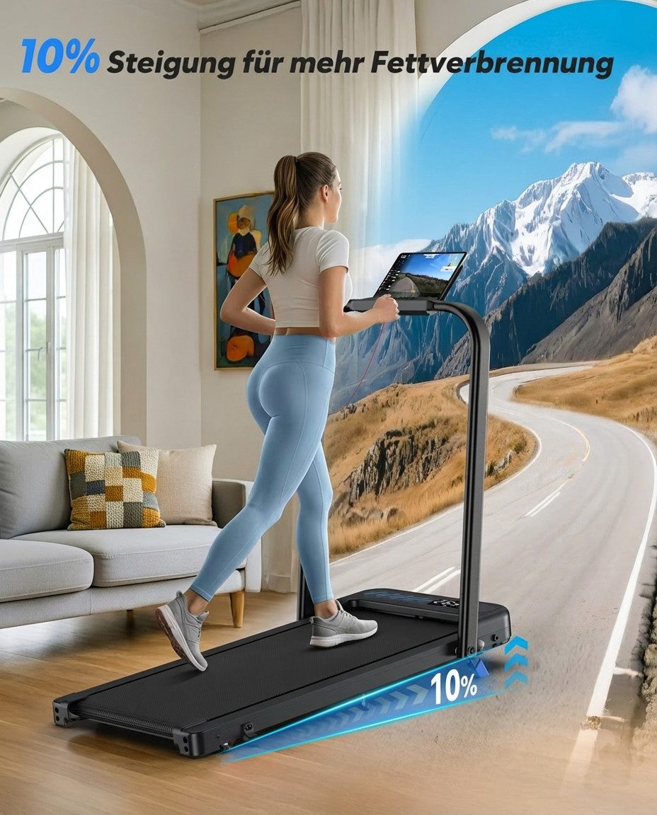 Cardirun Laufband 6-in-1 Laufband klappbar für Zuhause,10% Steigung,150KG,3PS,1–10km/h (1-tlg), KI-Steuerung, 40dB leise