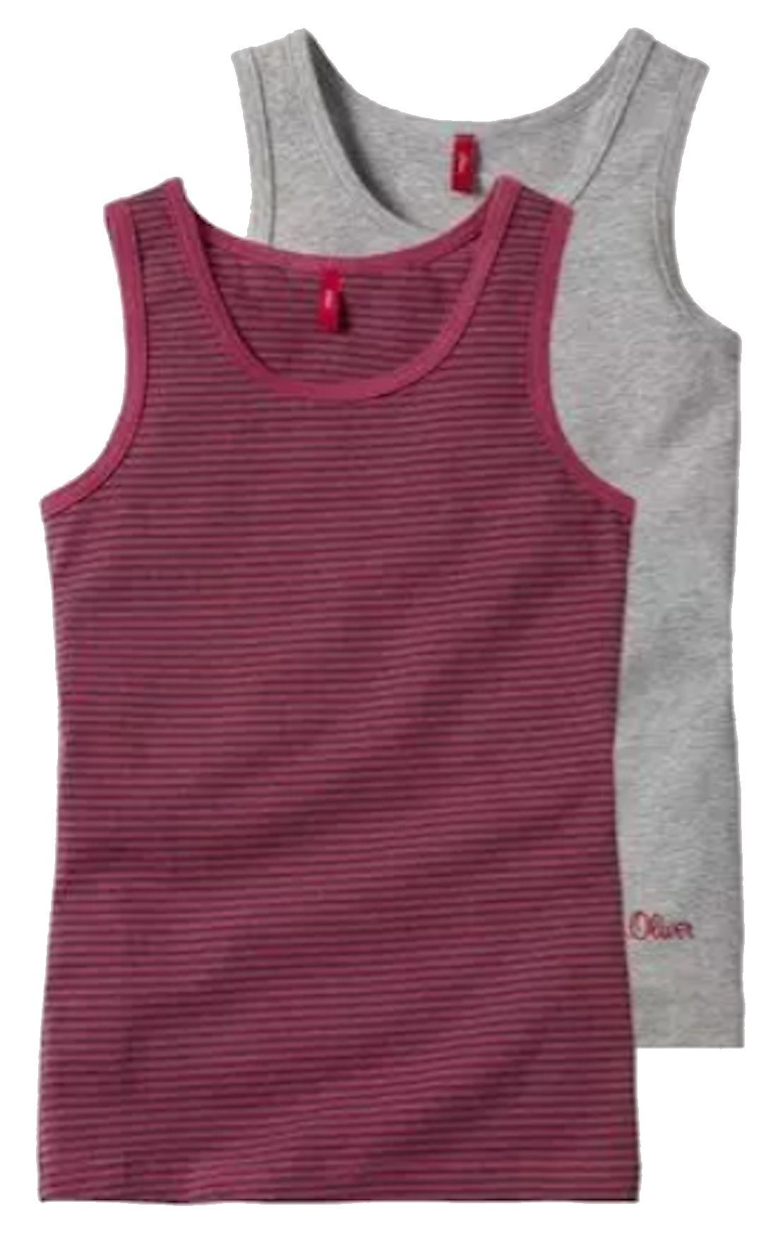 s.Oliver Unterhemd s.Oliver 2er Pack Unterhemd Hemd Tanktop grau + gestreift (2er Set)